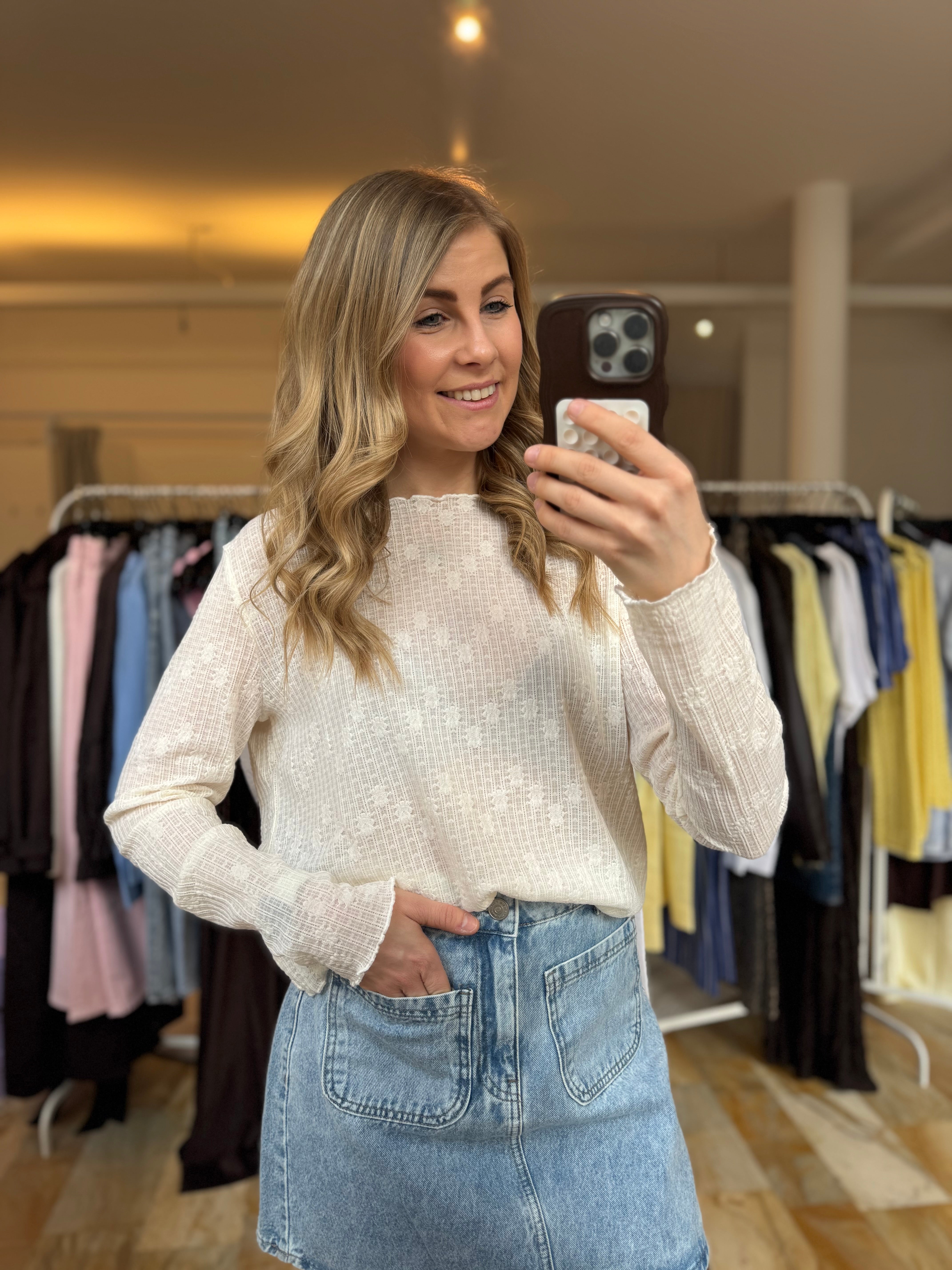 Spitzenoberteil Flower - cremeweiß