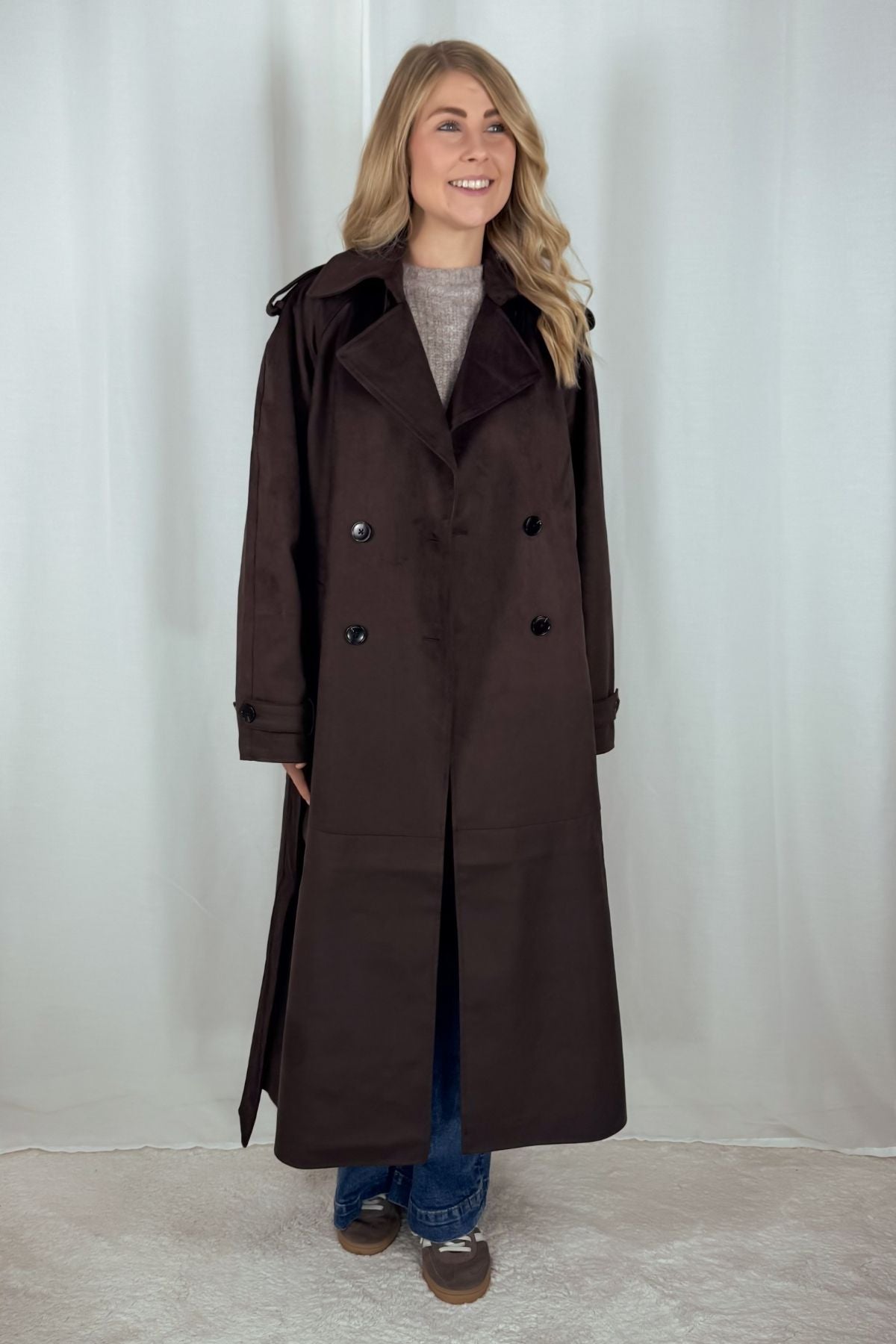 Trenchcoat - Suede - dunkelbraun