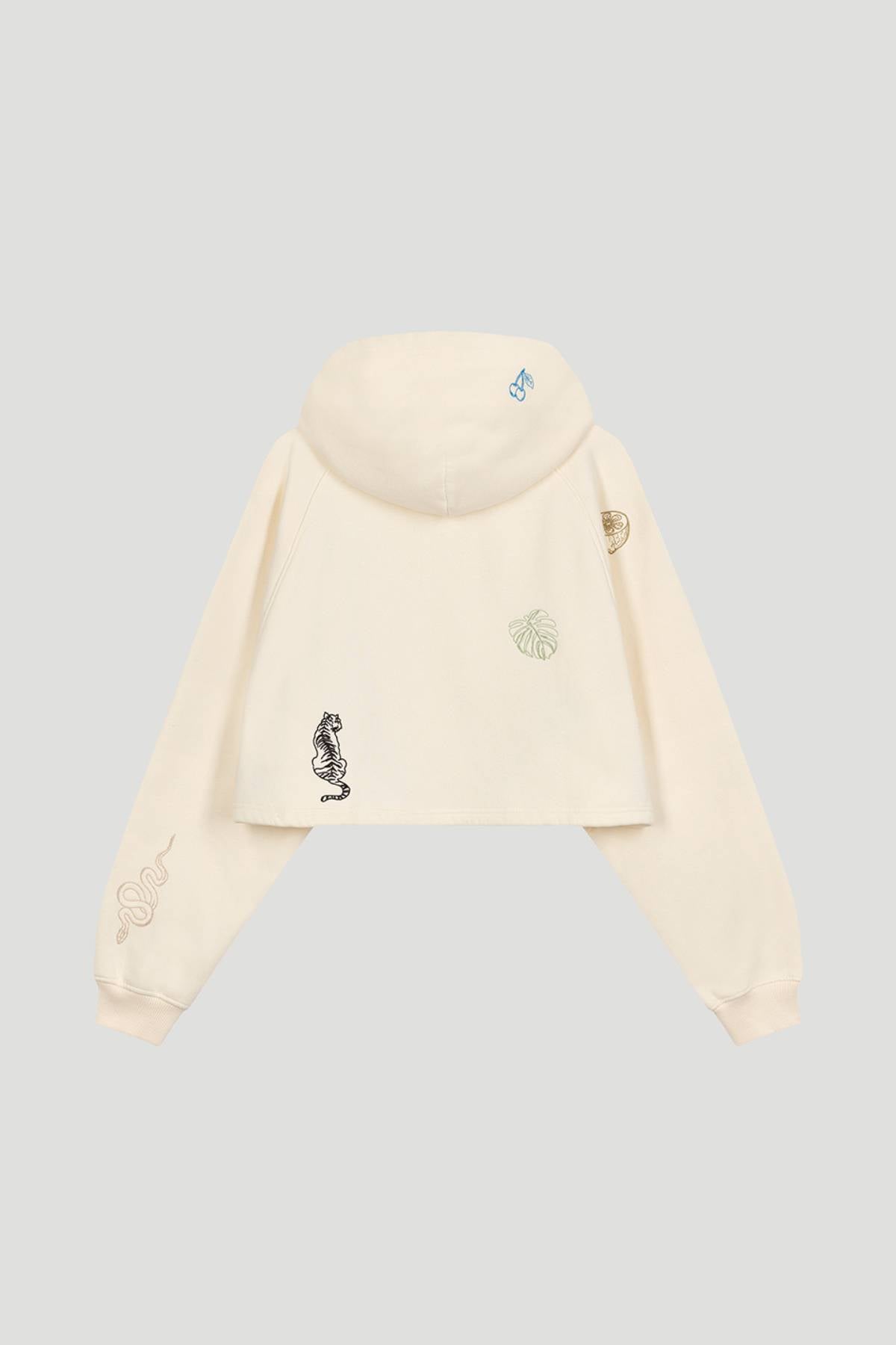 Cropped Hoodie Scribble - beige