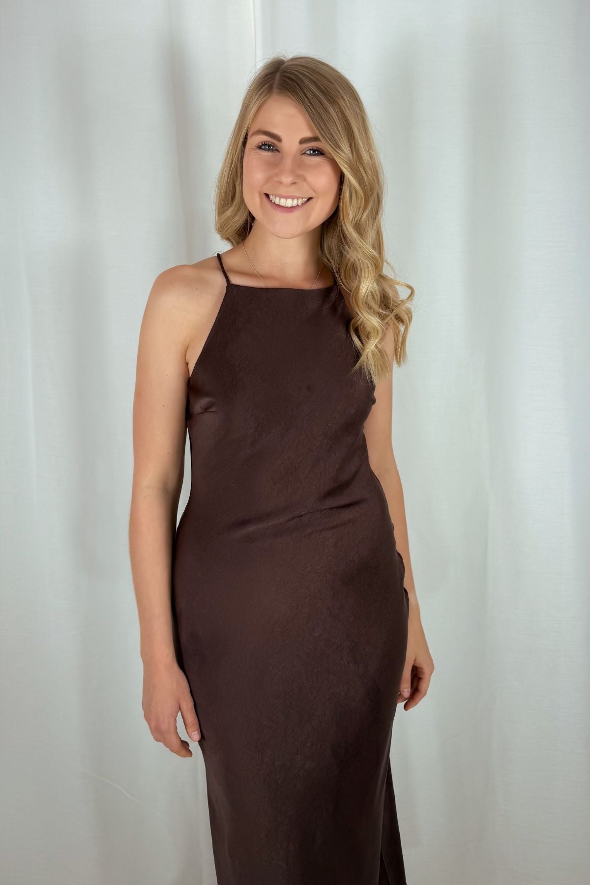 Maxi Kleid mit Struktur - braun