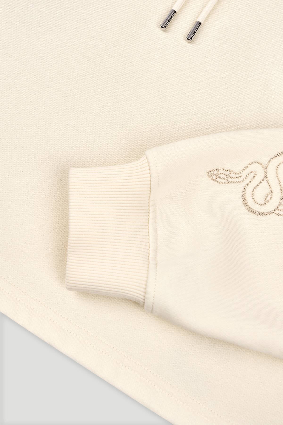 Cropped Hoodie Scribble - beige