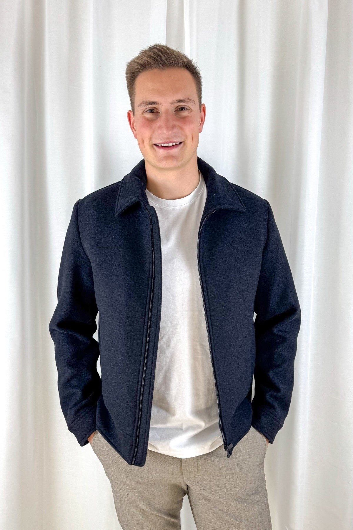 Jacke aus Wolle - schwarz