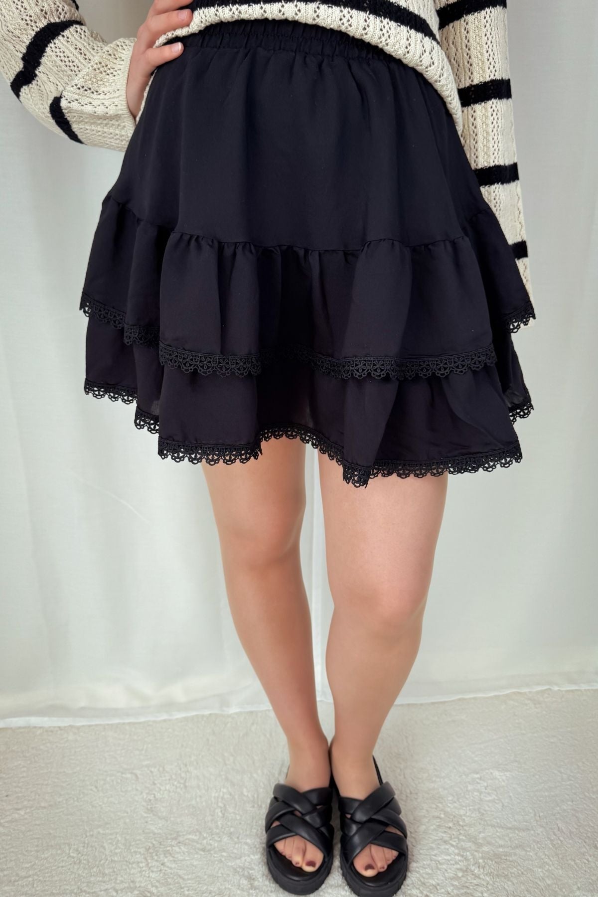 Boho Mini-Rock - schwarz