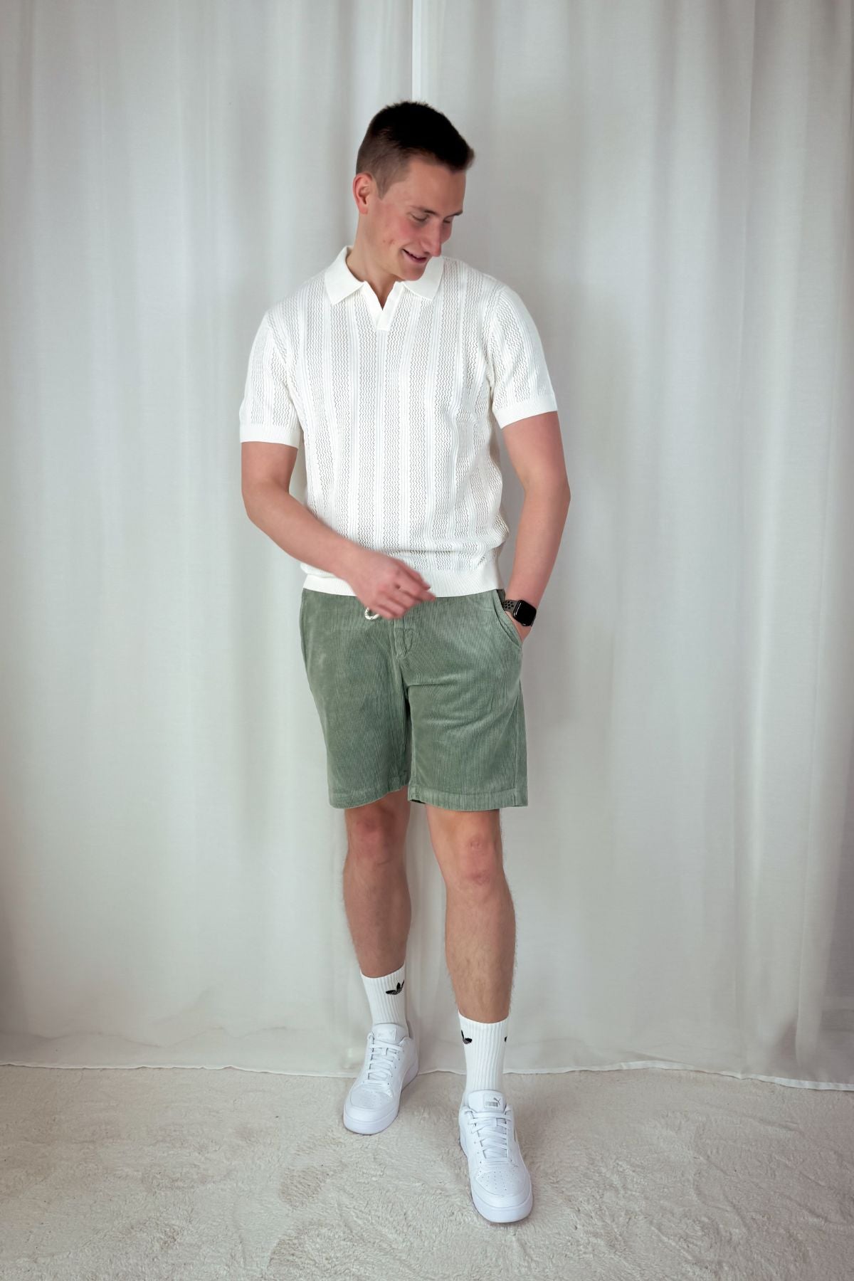 Strickpolo Wells - Weiß