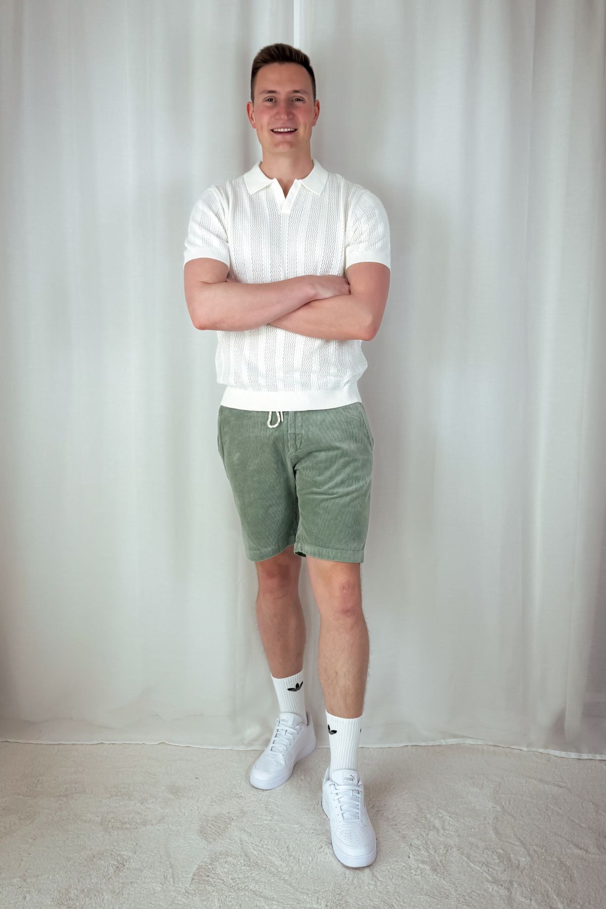 Strickpolo Wells - Weiß