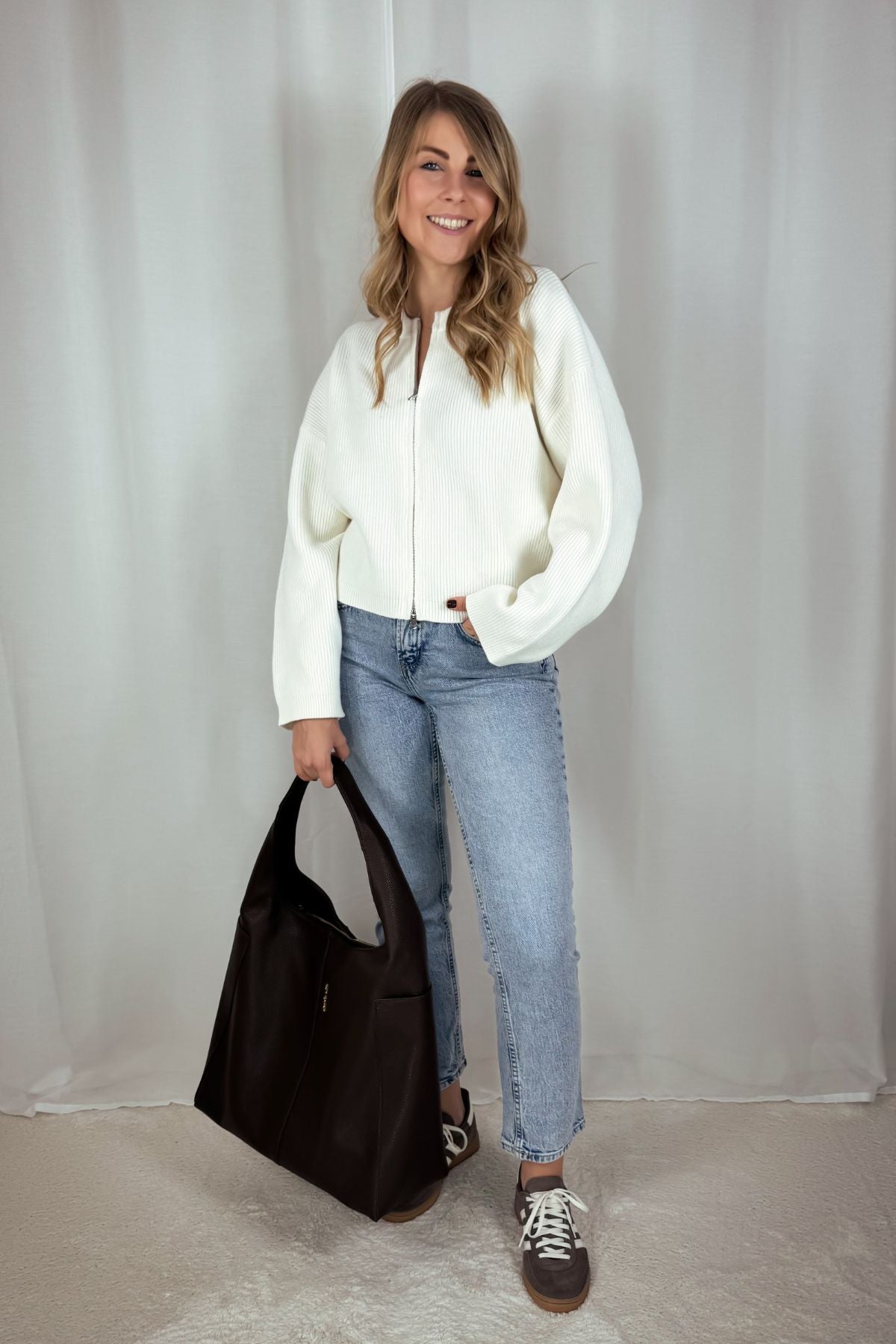 Llleana Cardigan - braun & weiß