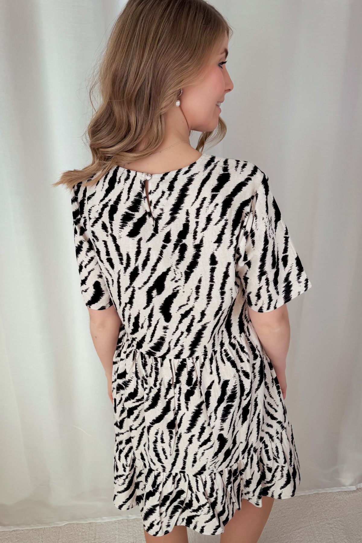Kleid Tarlem - beige mit Zebramuster