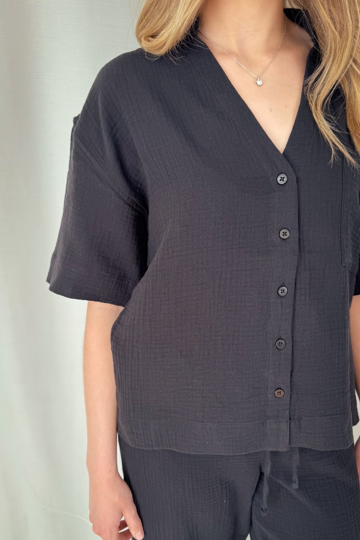 Musselinshirt Gauze - schwarz & weiß