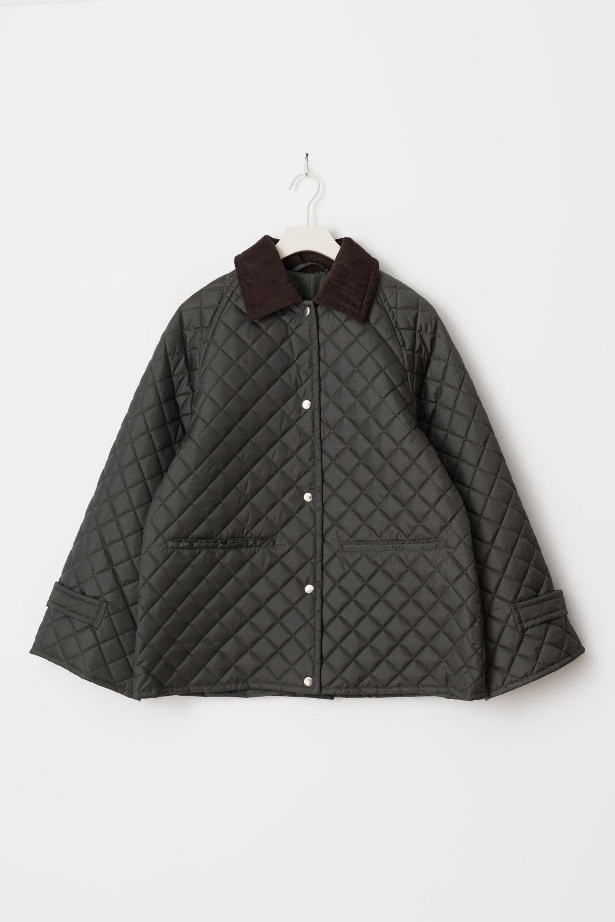 Steppjacke mit Kordkragen - dunkelgrün