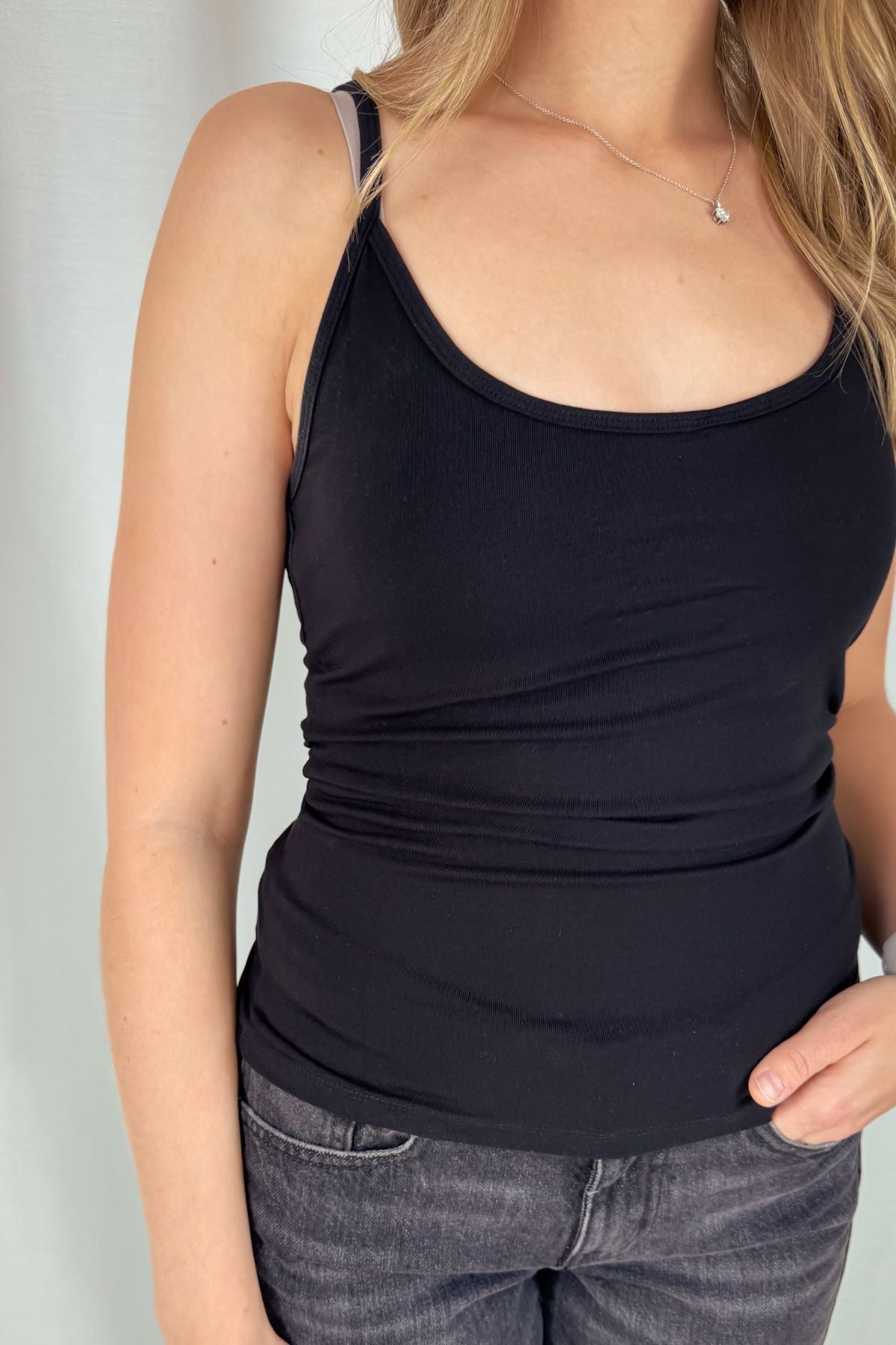 Basic strap Top - braun & schwarz
