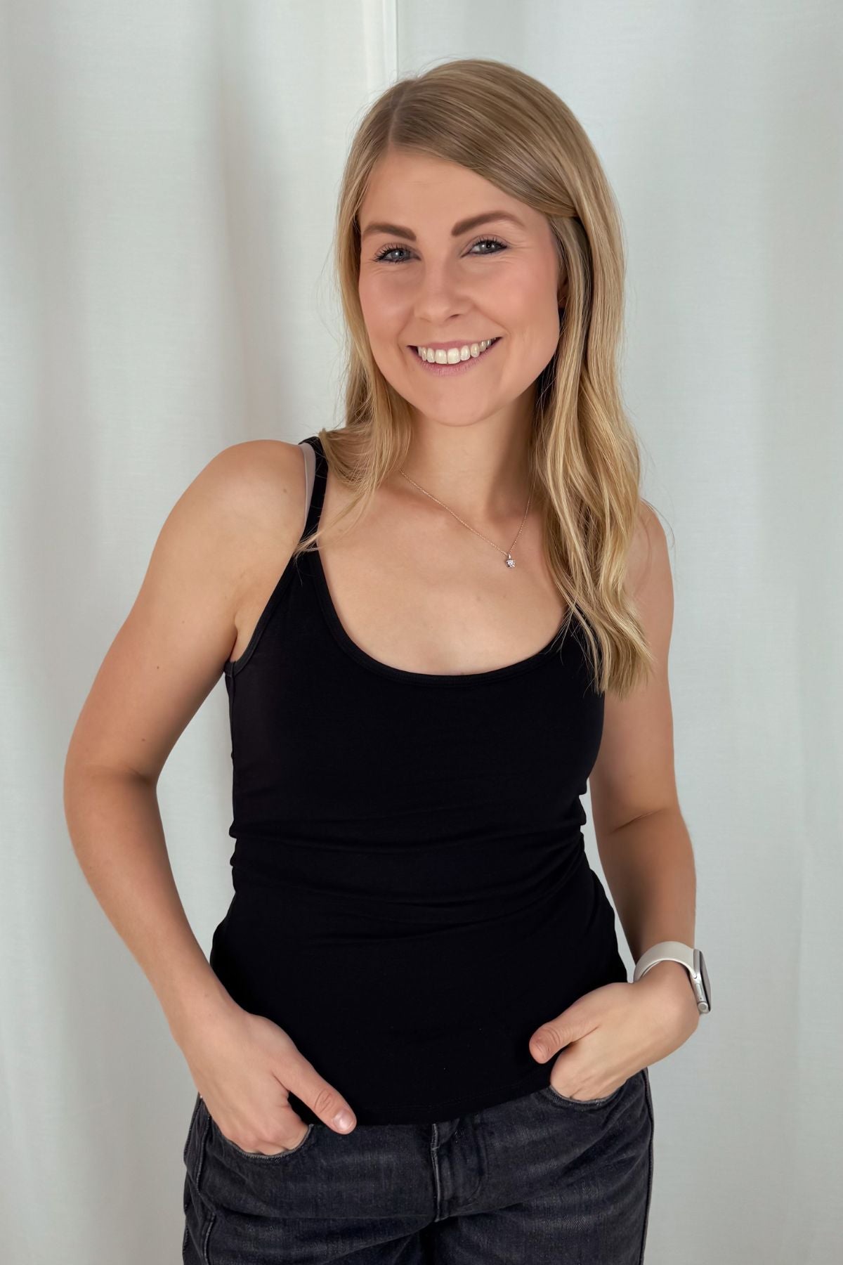 Basic strap Top - braun & schwarz