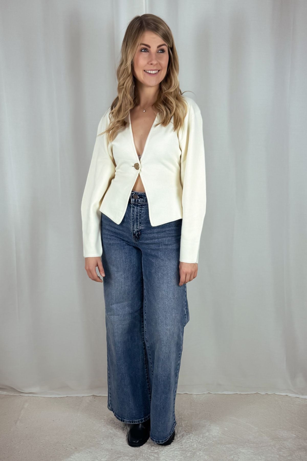 Shaped Strickcardigan - burgunder & creme