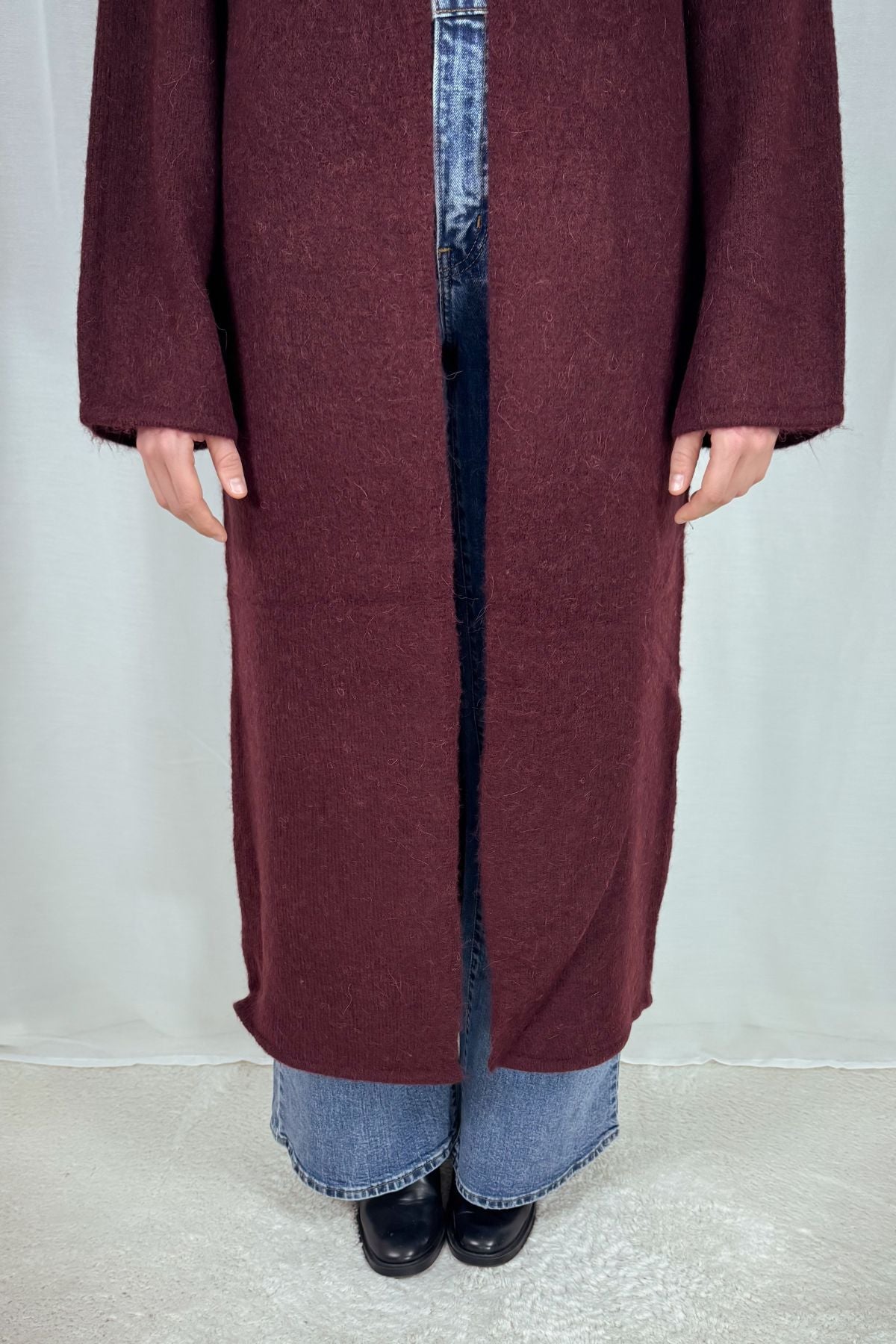 Langer Strickcardigan - burgunder