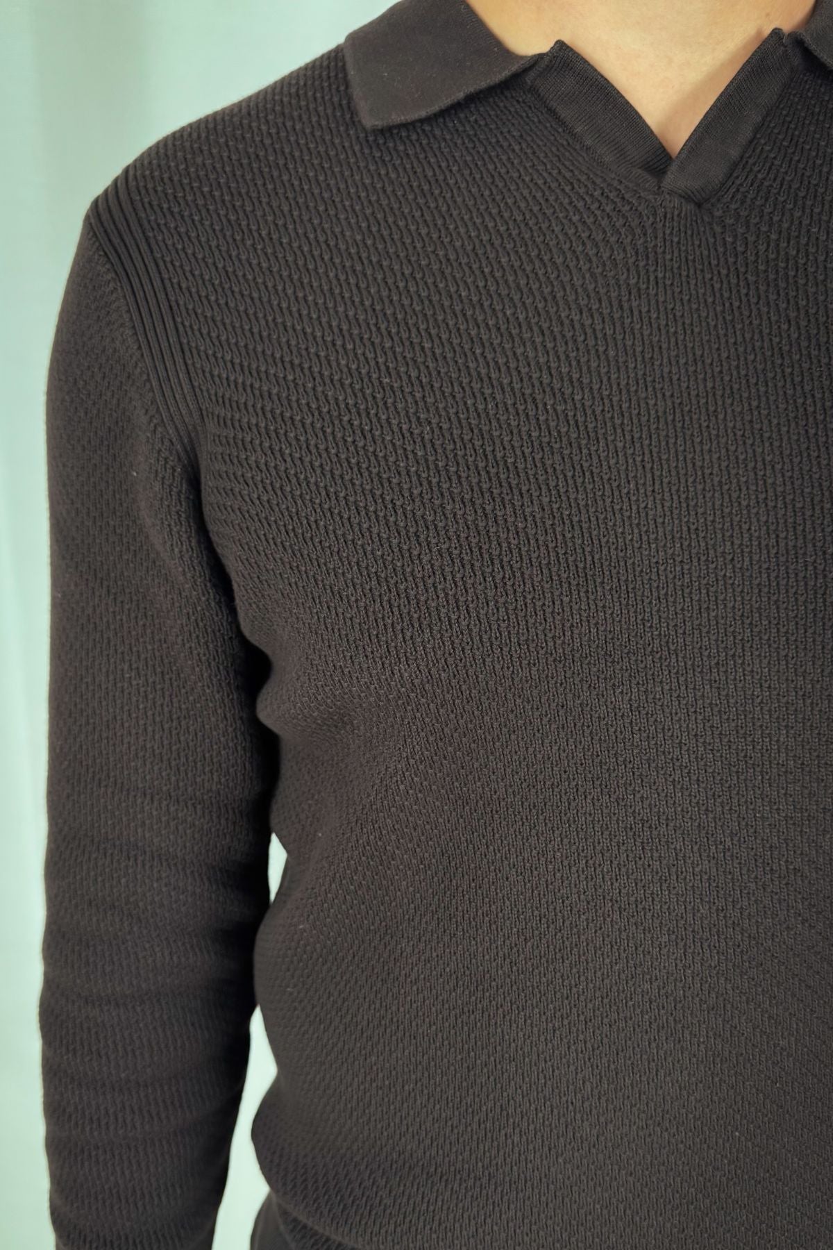 Longsleeve Polo Kostas - dunkelbraun
