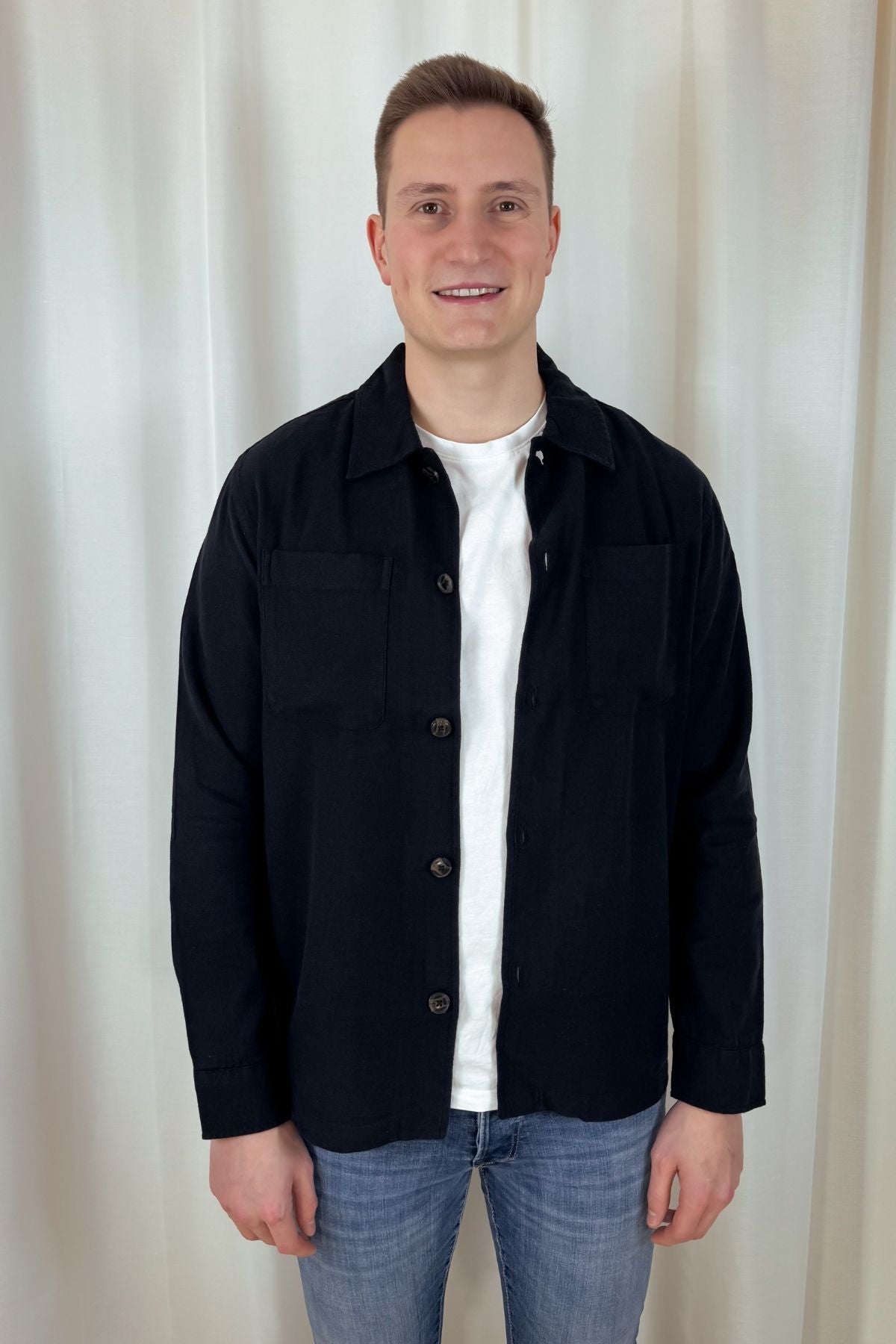 Leinen Overshirt Brody - schwarz