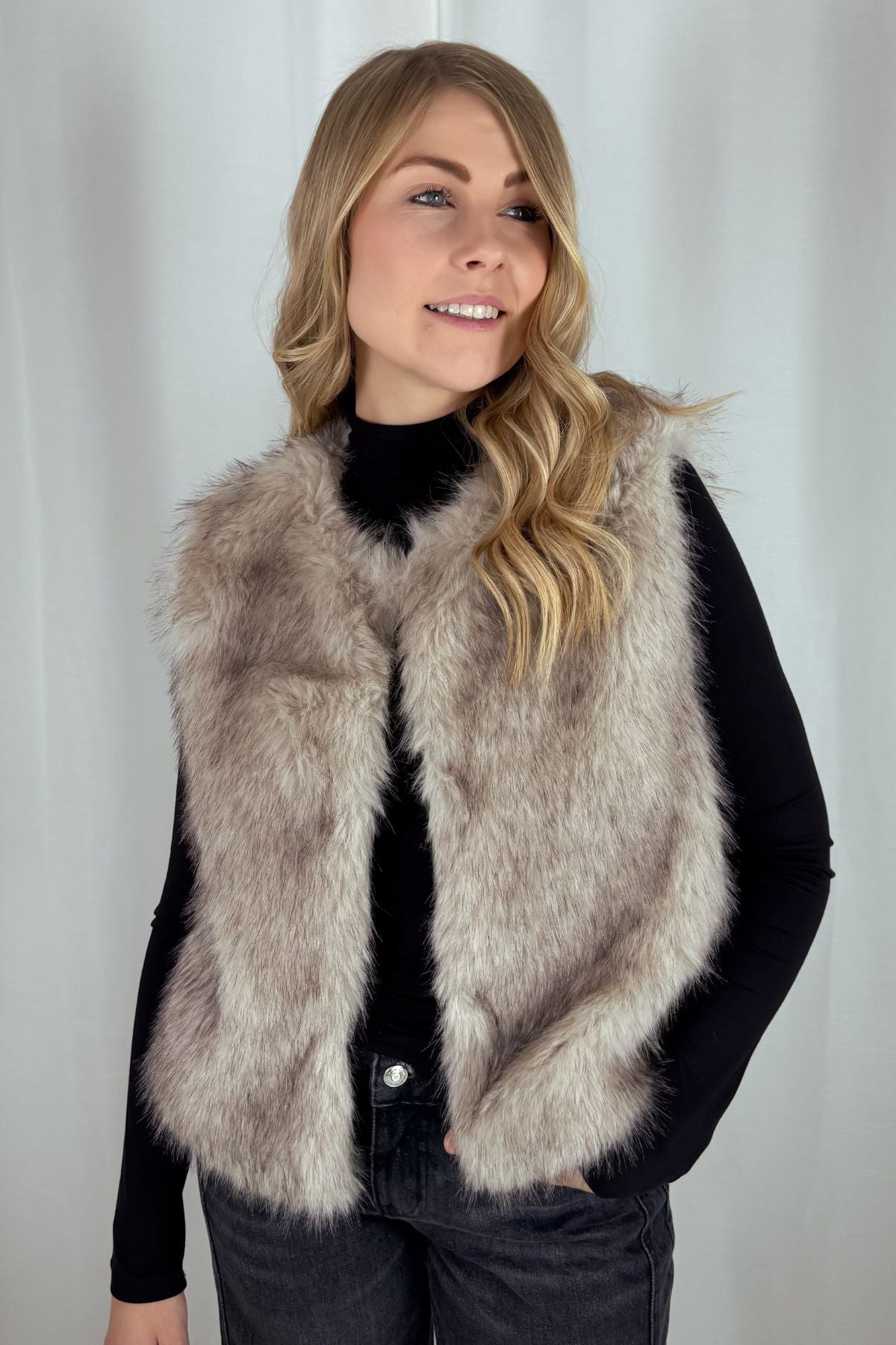 Weste - Faux Fur - beige
