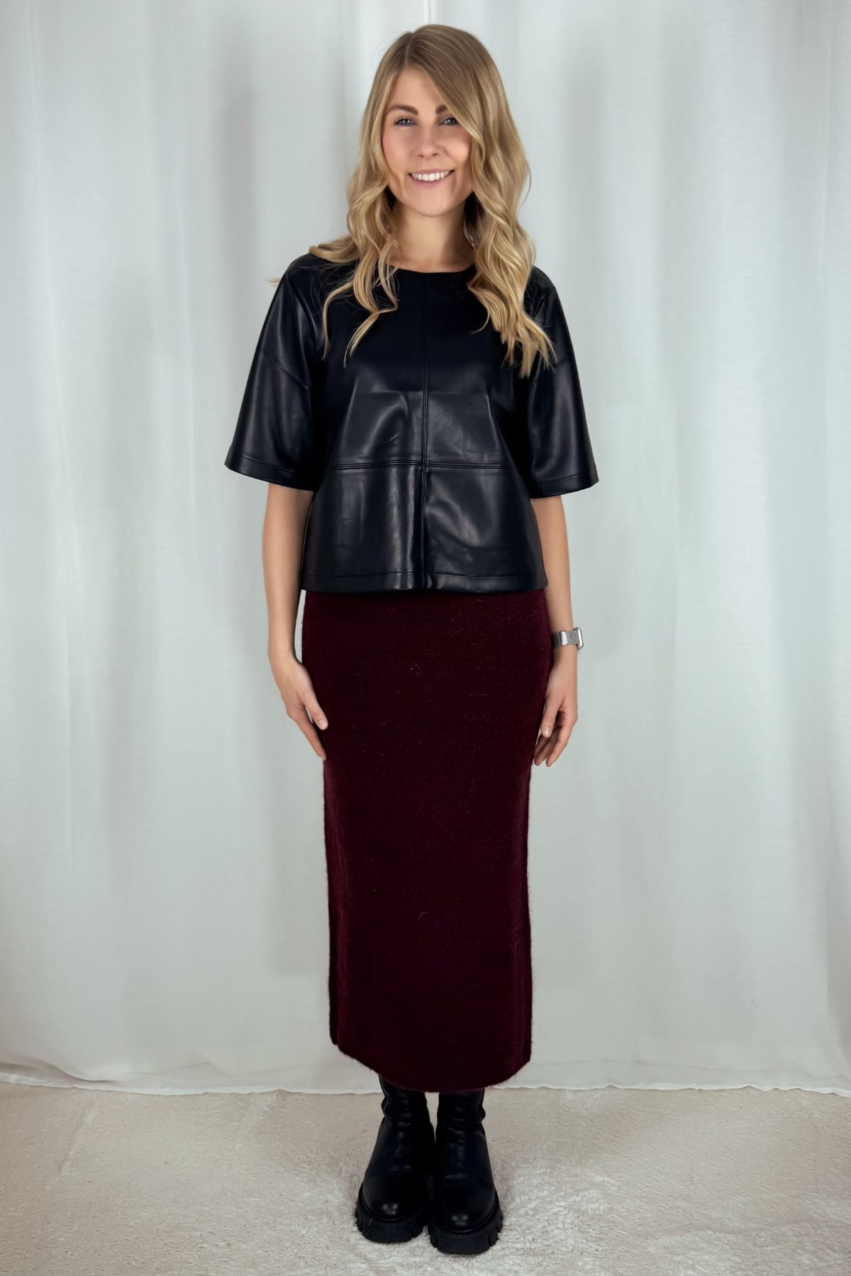 Boxy T-Shirt in Leder