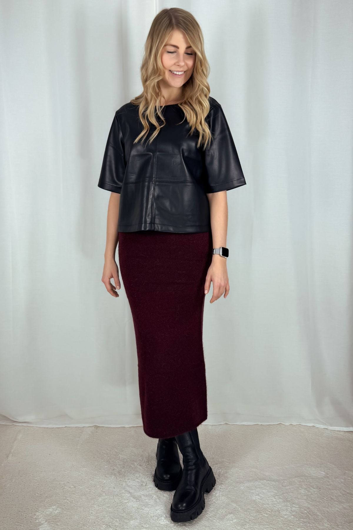 Boxy T-Shirt in Leder