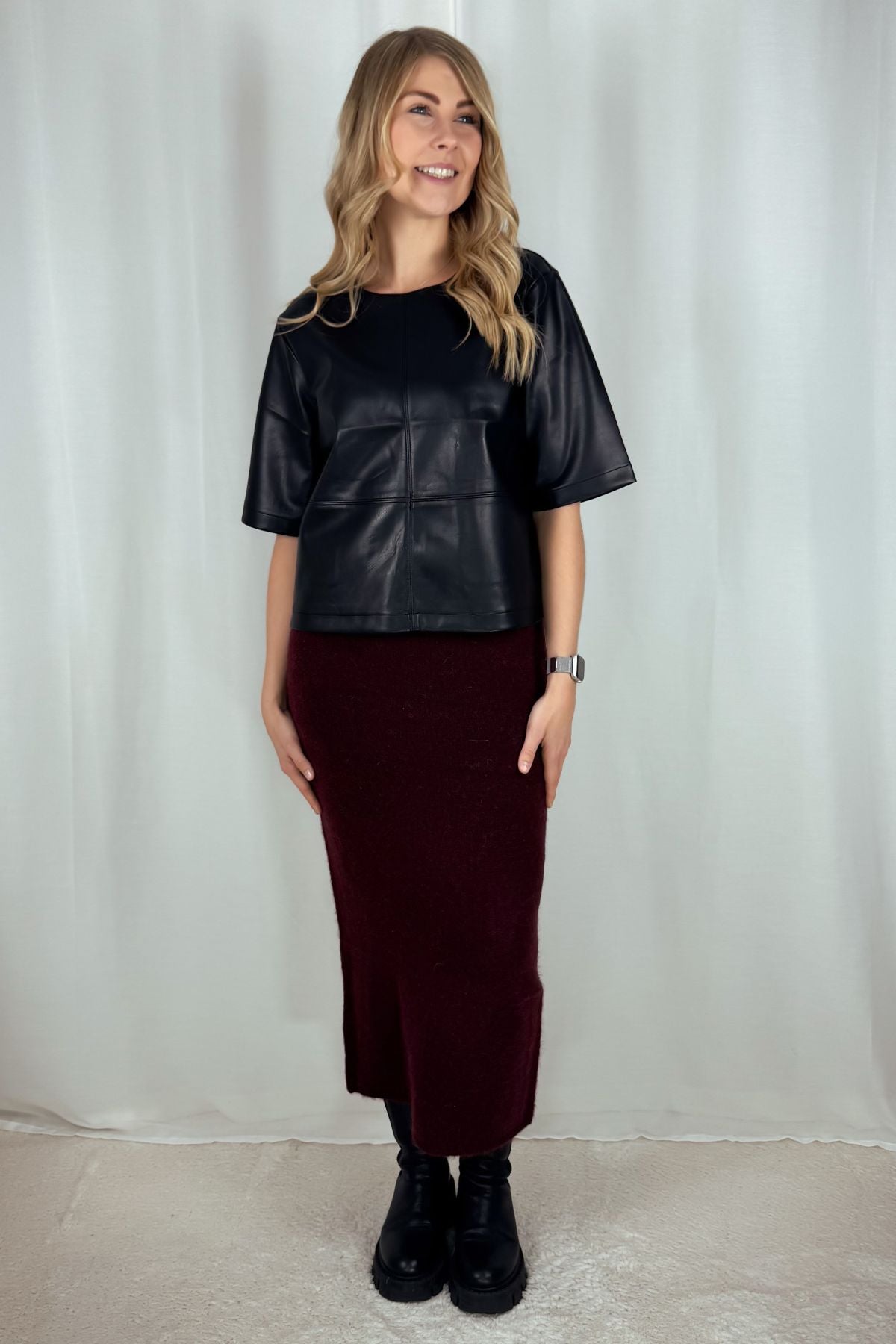 Boxy T-Shirt in Leder