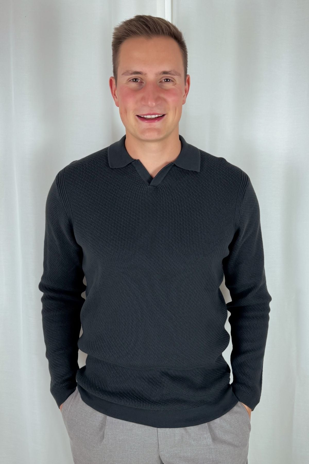 Longsleeve Polo Kostas - dunkelgrün