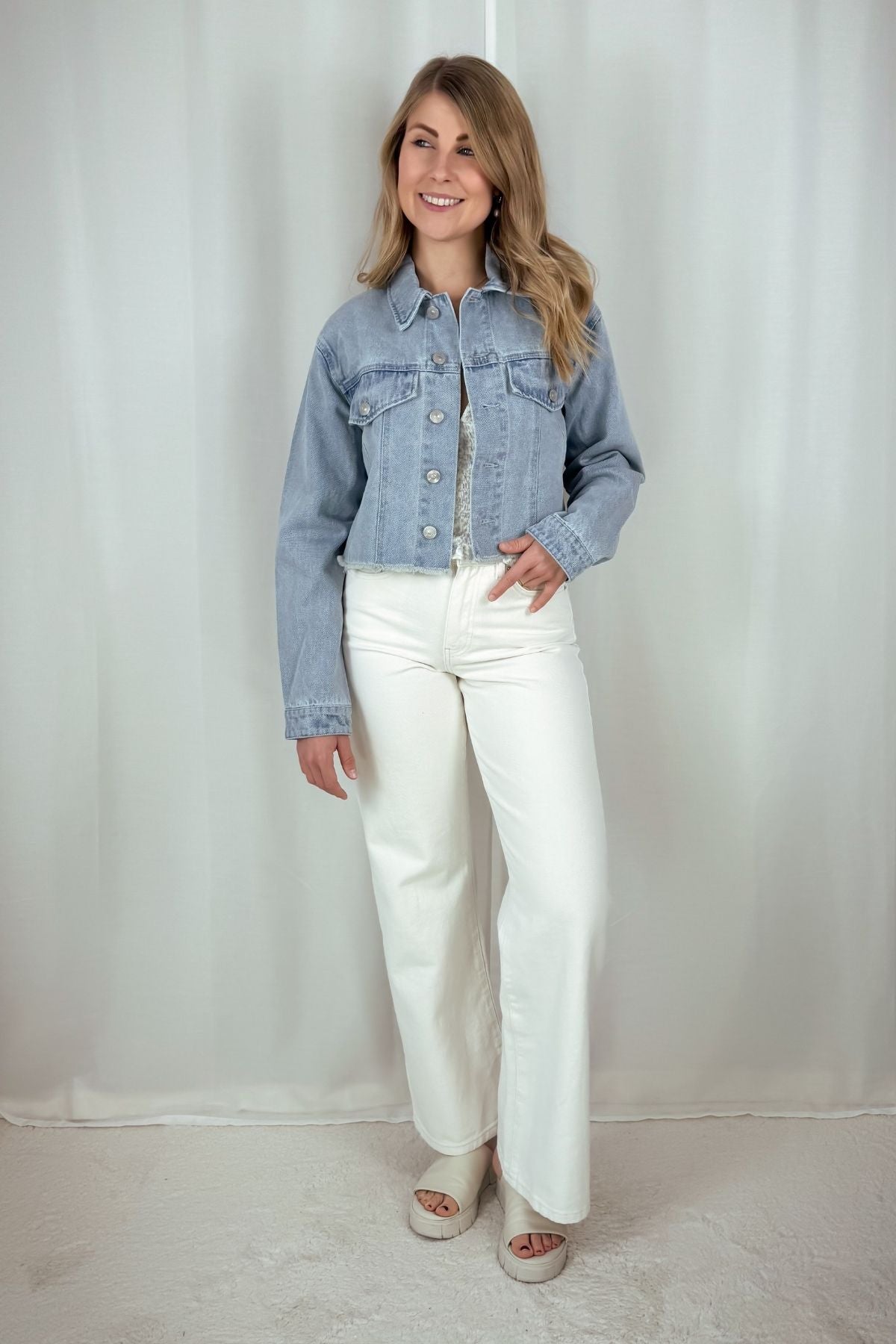 Cropped Jeansjacke Fay - hellblau