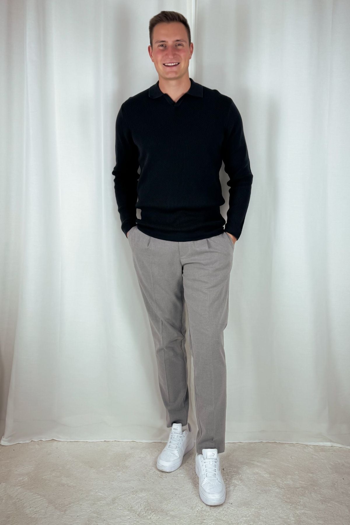 Longsleeve Polo Kostas - dunkelgrün