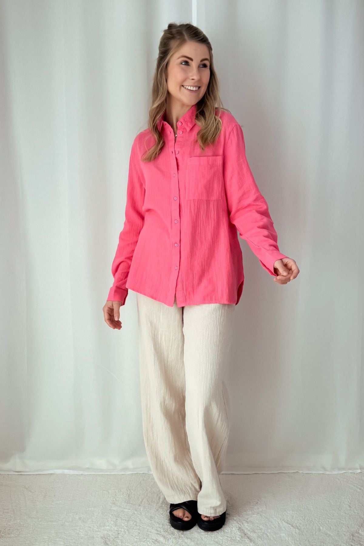 Musselinhemd Sastina - pink/beige