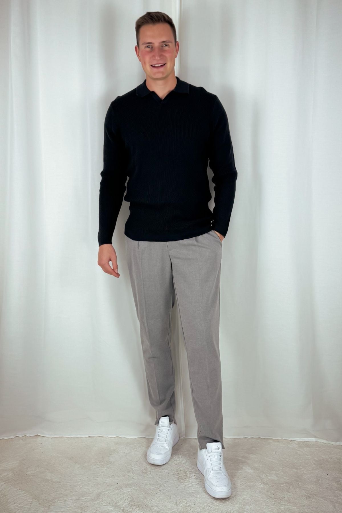 Longsleeve Polo Kostas - dunkelgrün