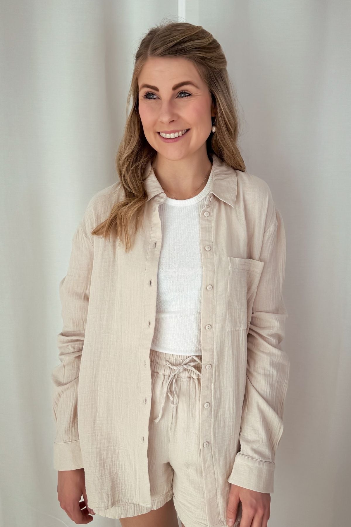 Musselinhemd Sastina - pink/beige