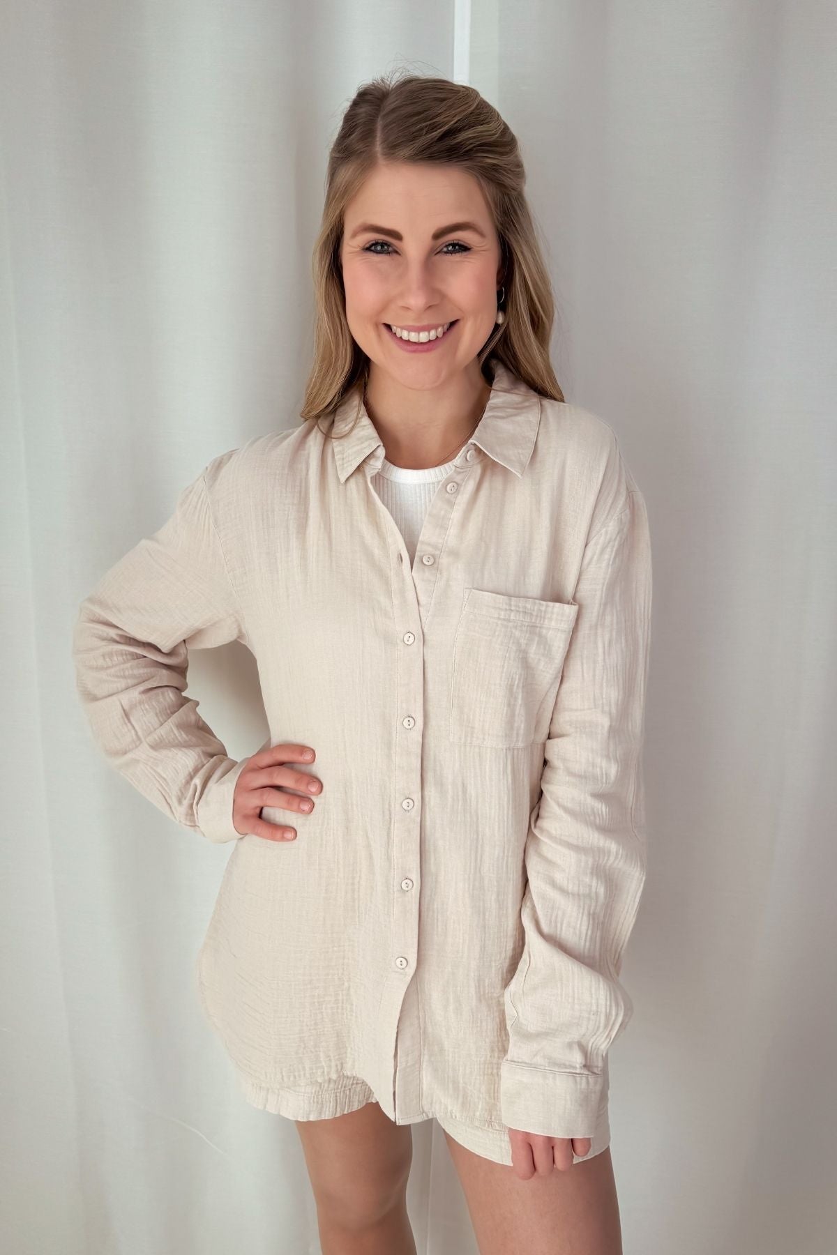 Musselinhemd Sastina - pink/beige