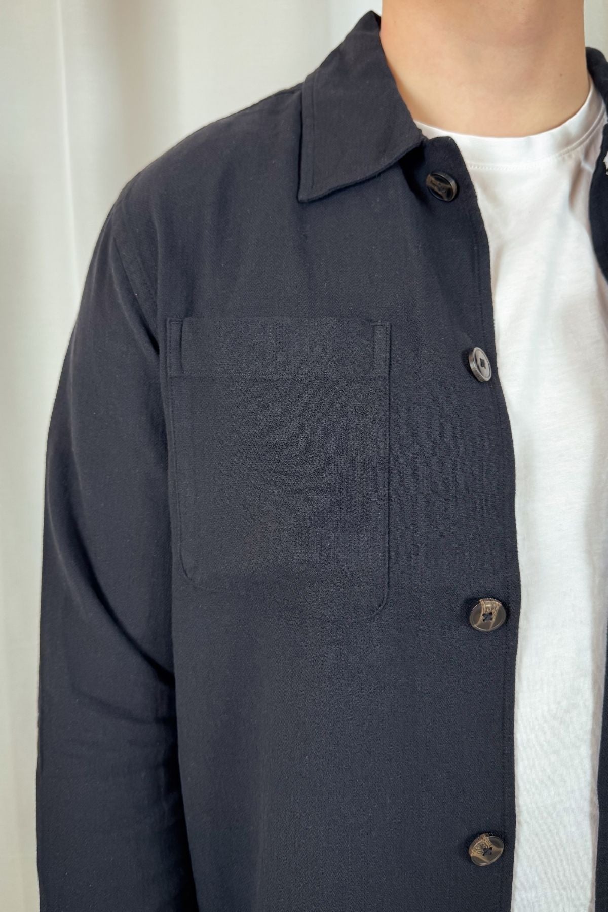 Leinen Overshirt Brody - schwarz