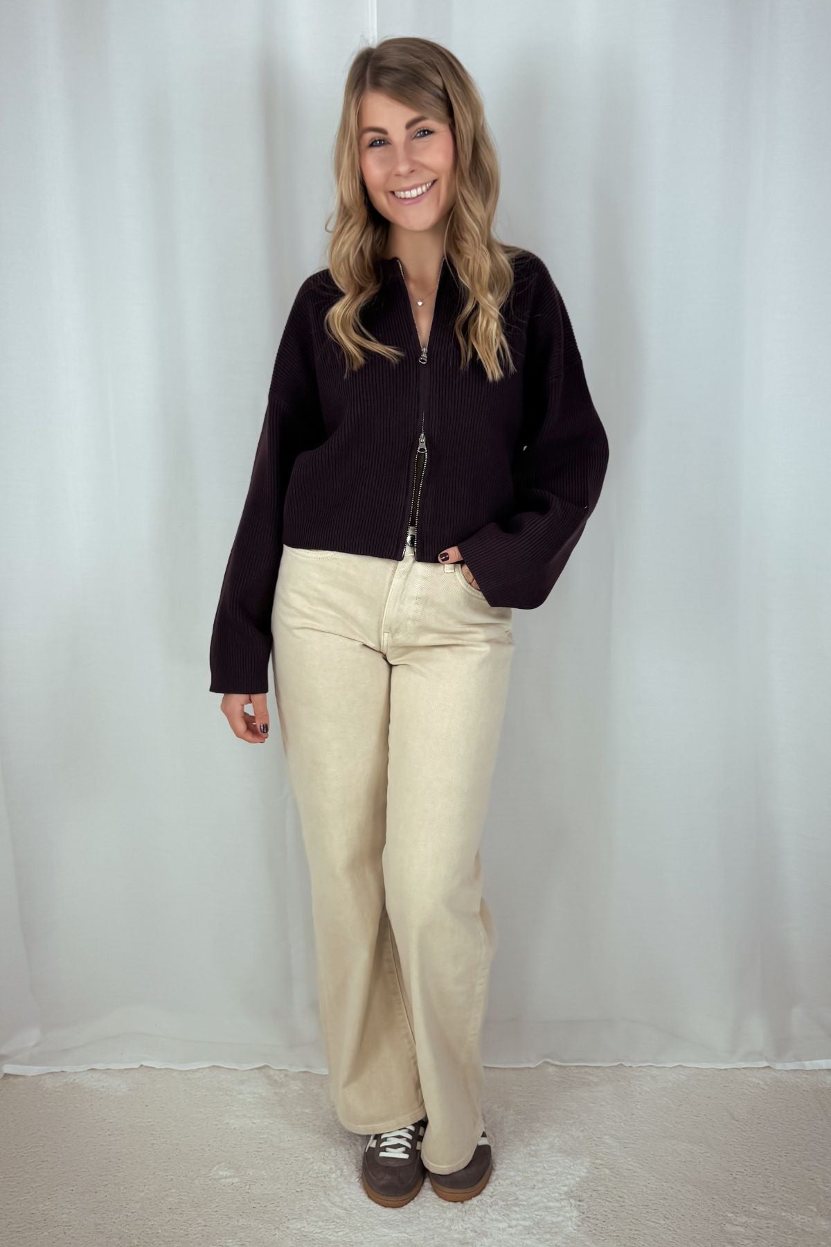 Llleana Cardigan - braun & weiß