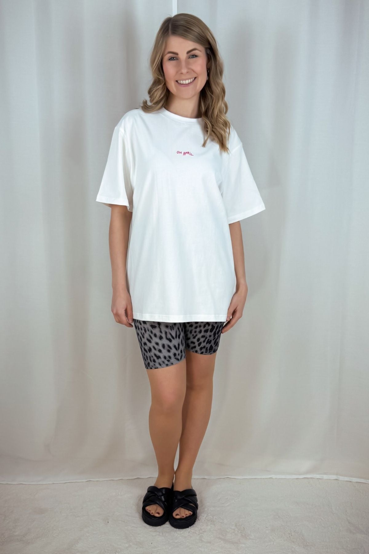 Boyfriend T-Shirt Summer Party - weiß