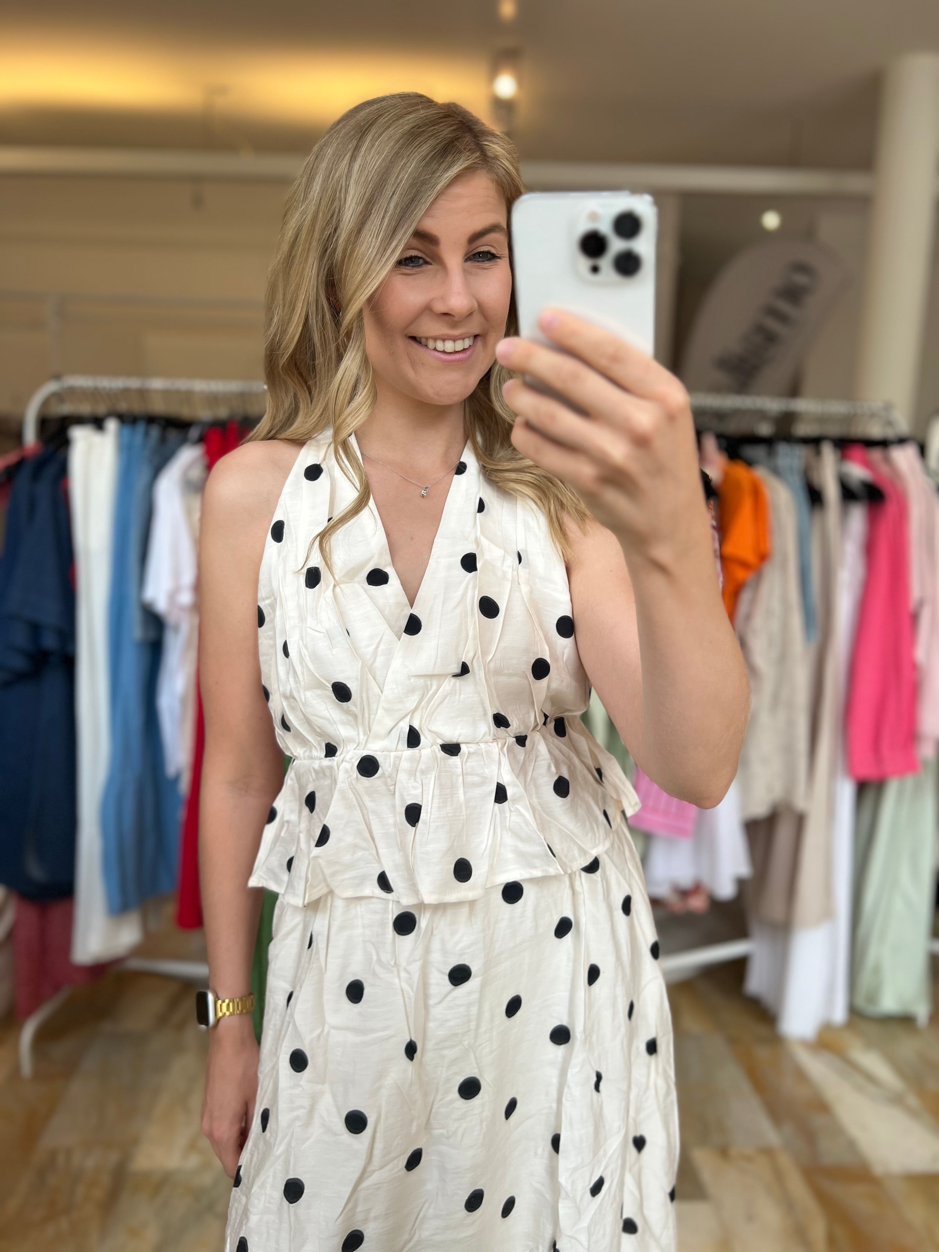 Neckholder Oberteil Polka Dots - creme