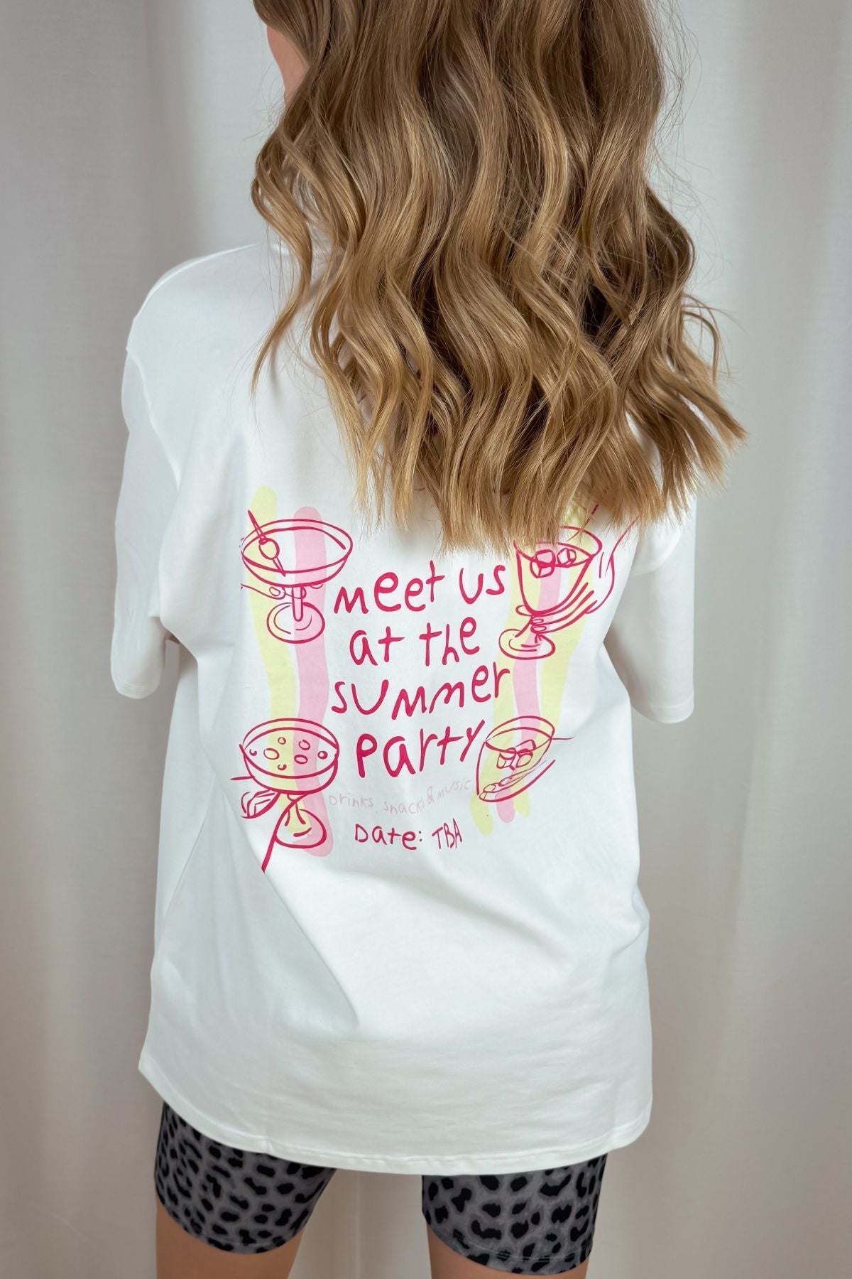 Boyfriend T-Shirt Summer Party - weiß
