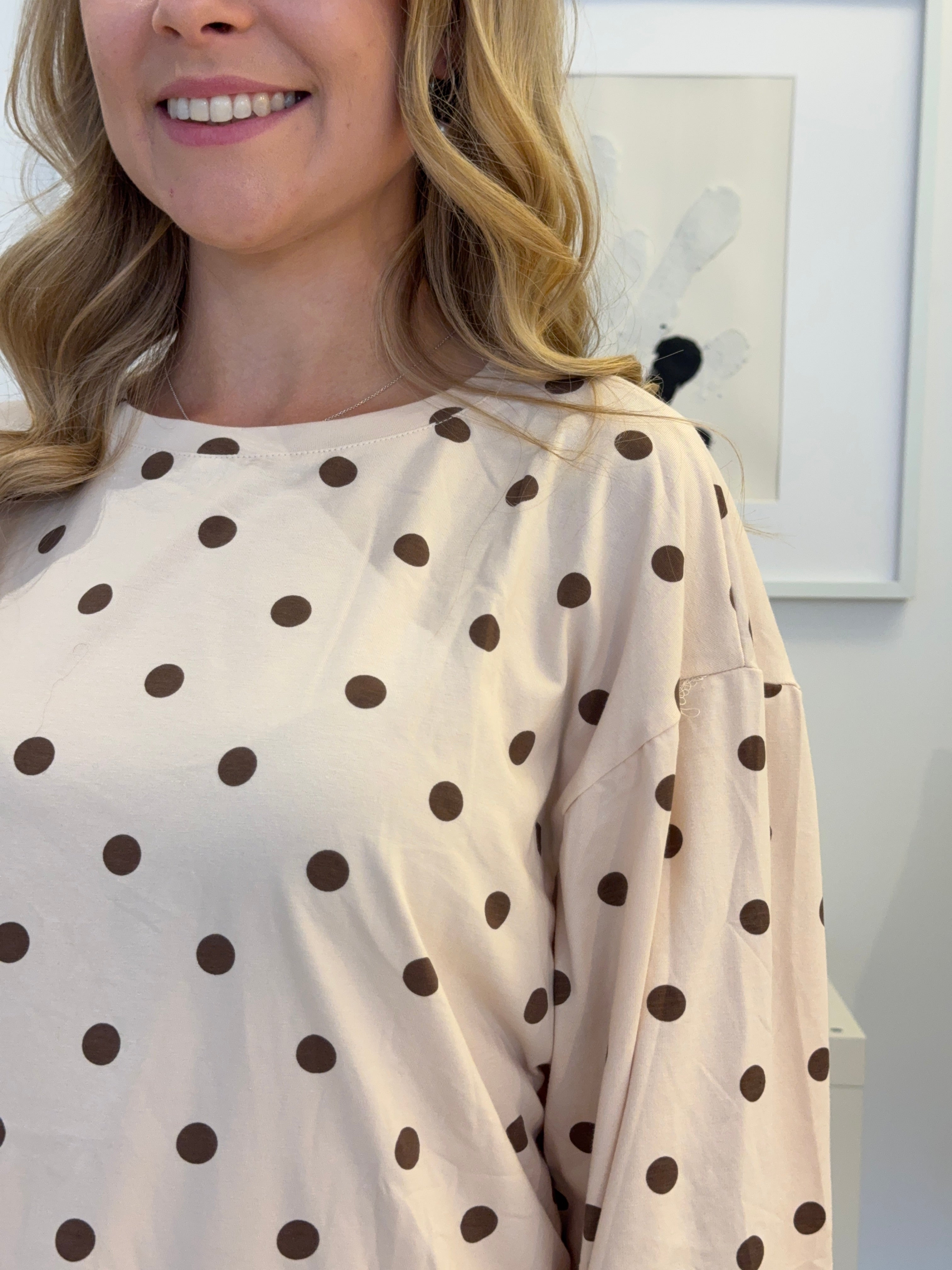 Longsleeve Oversized Polka Dots - beige