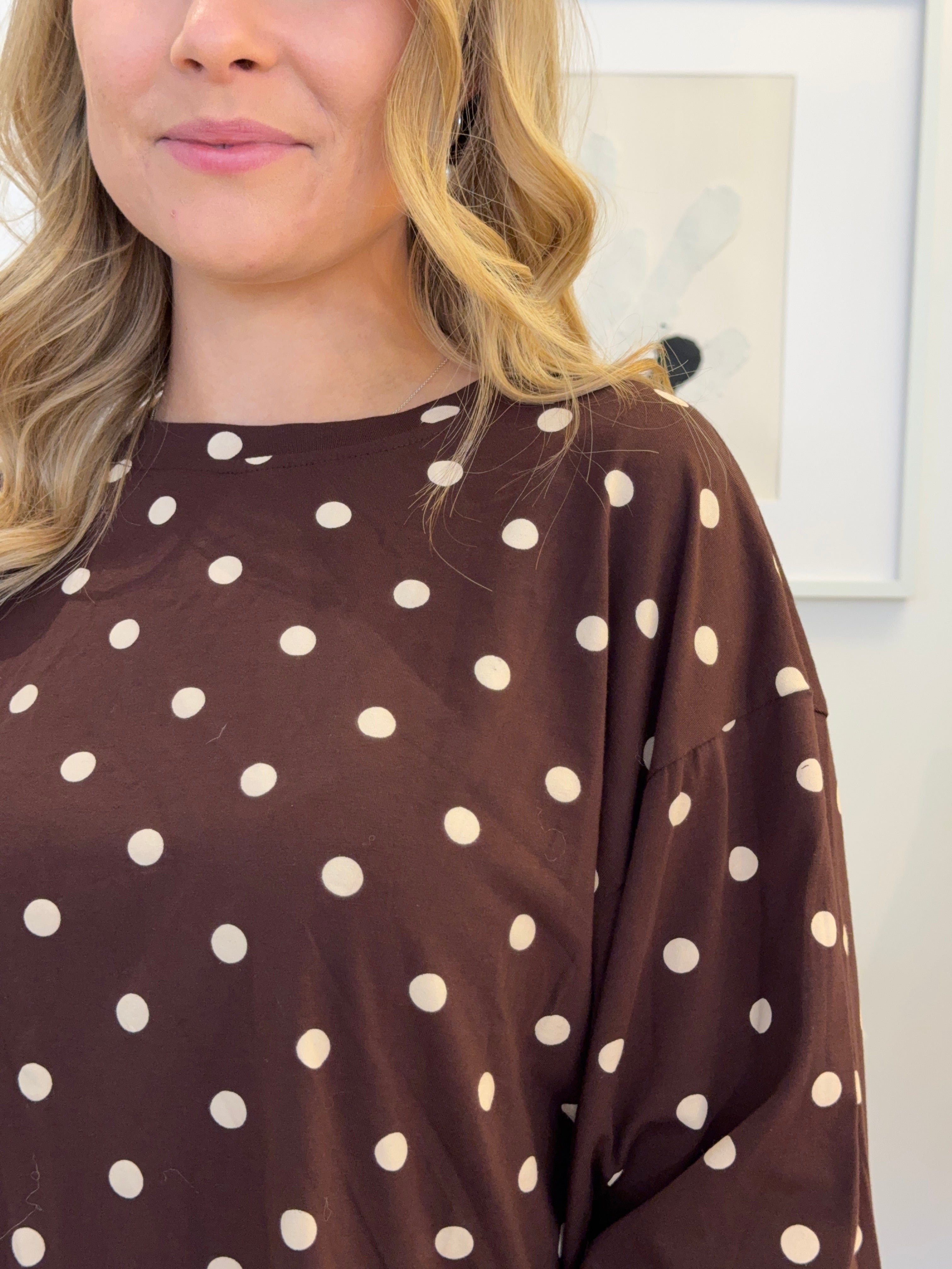 Longsleeve Oversized Polka Dots - braun