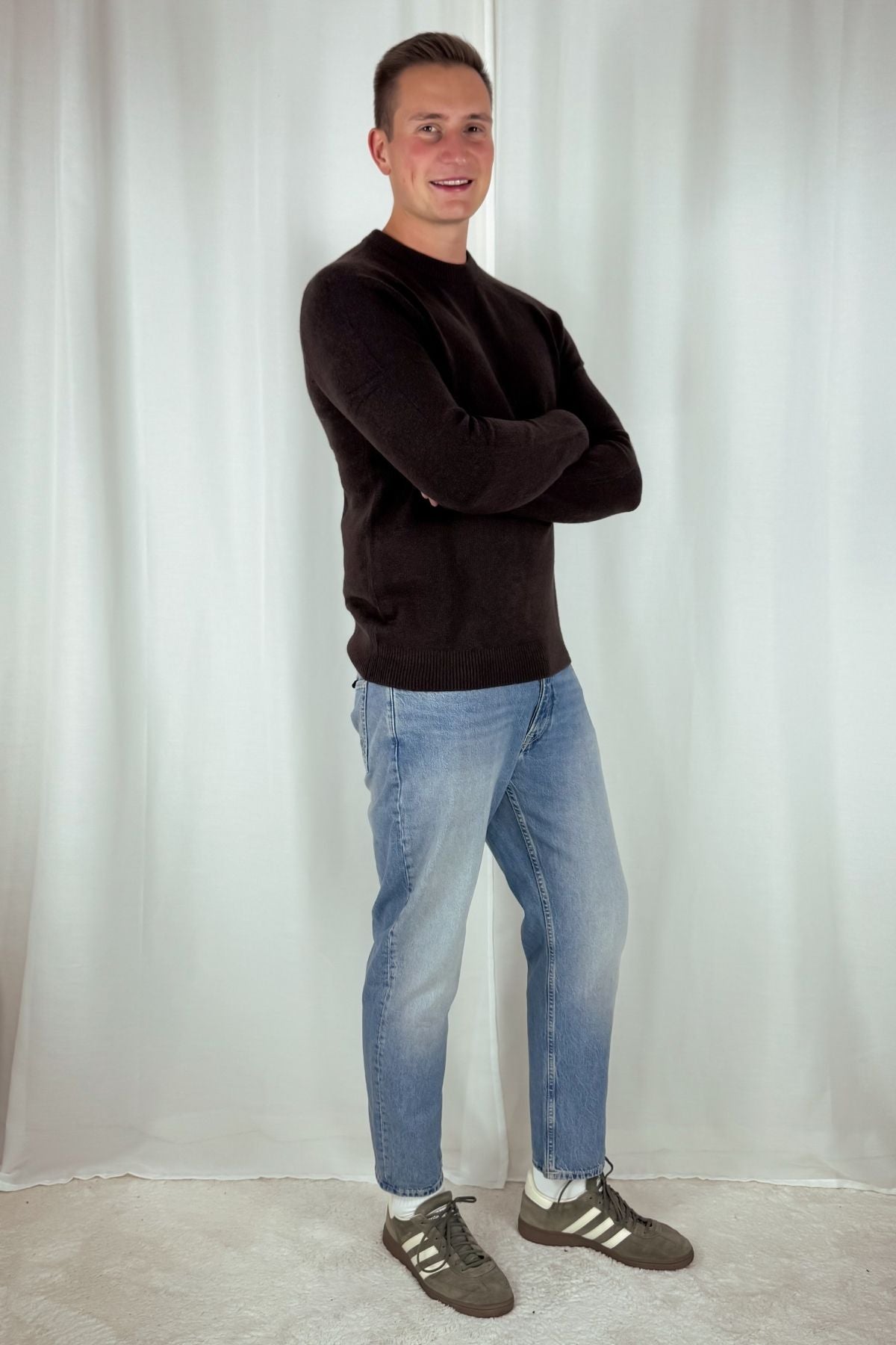 Crewneck Strickpullover Yvain - dunkelbraun