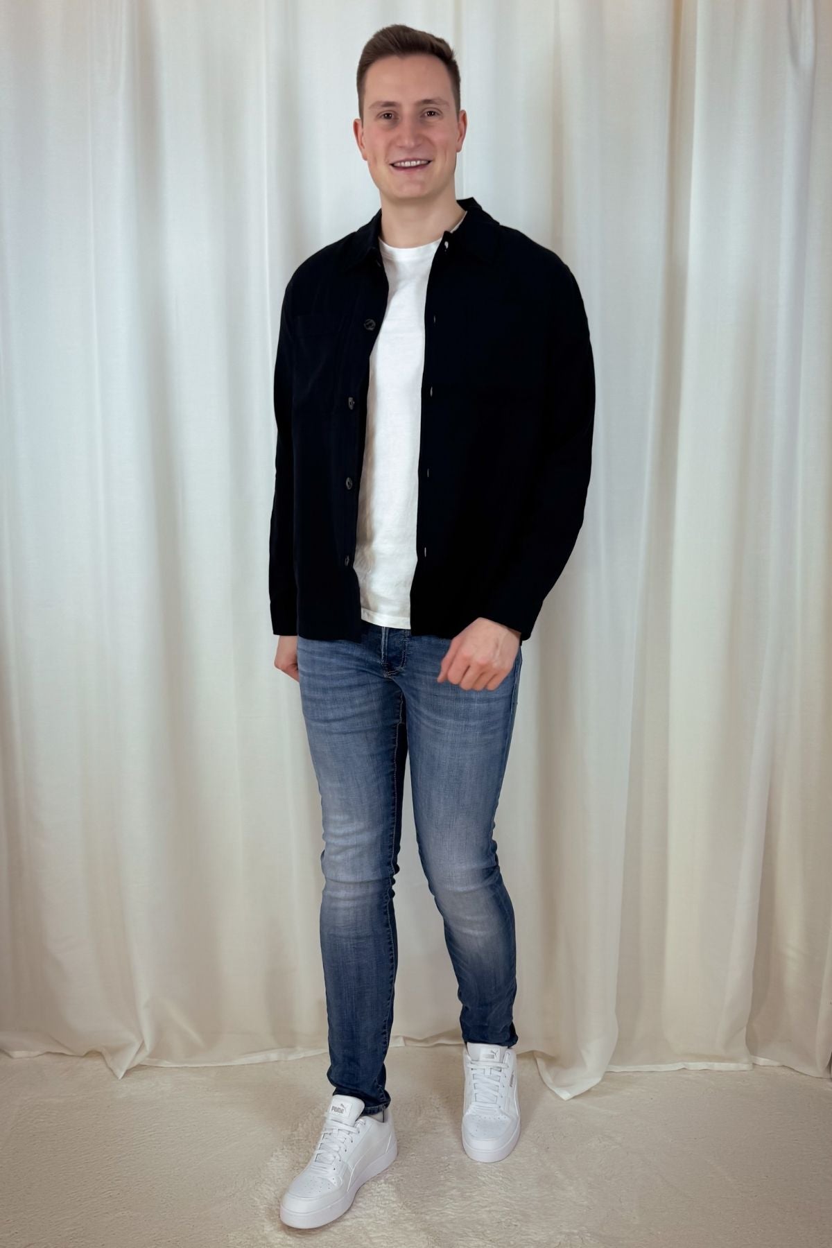 Leinen Overshirt Brody - schwarz