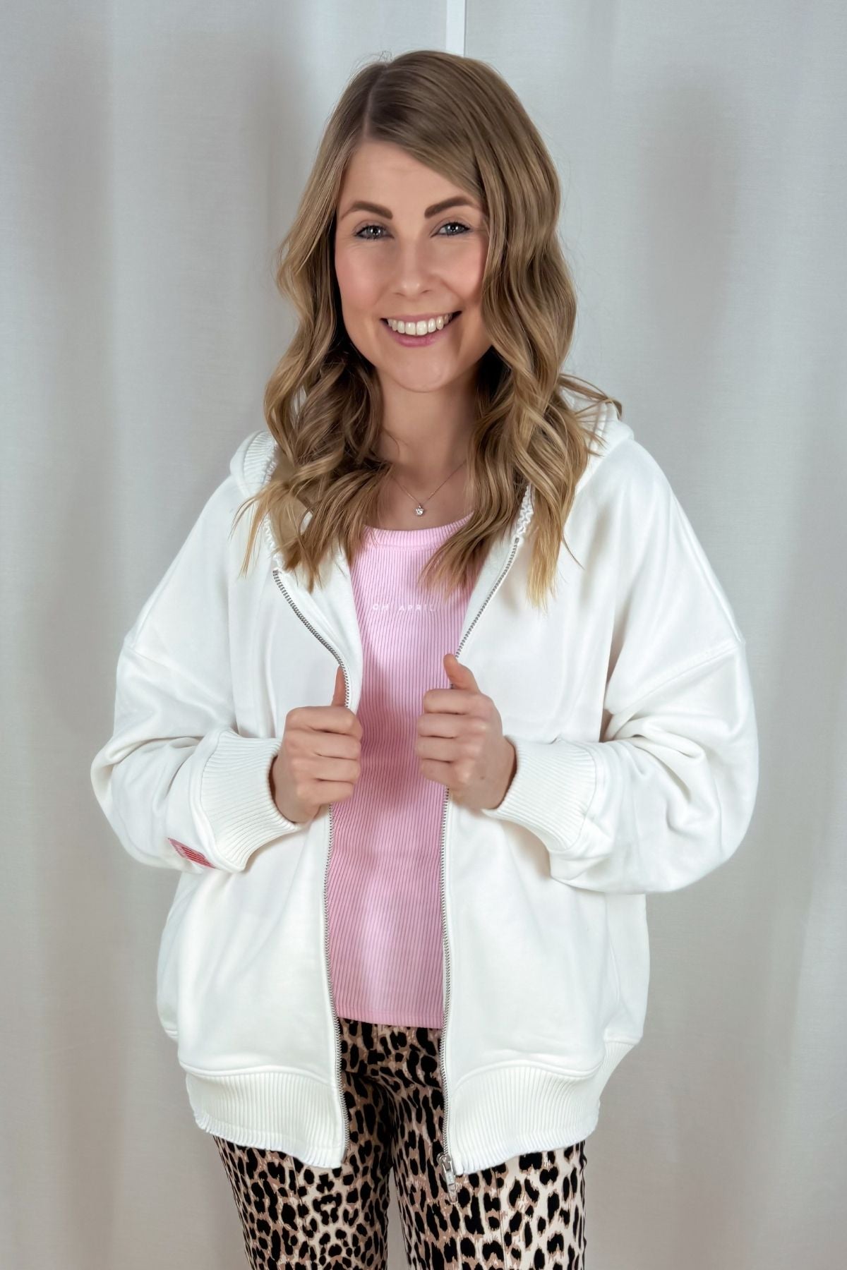 Hoodie Belo mit Zipper - weiß