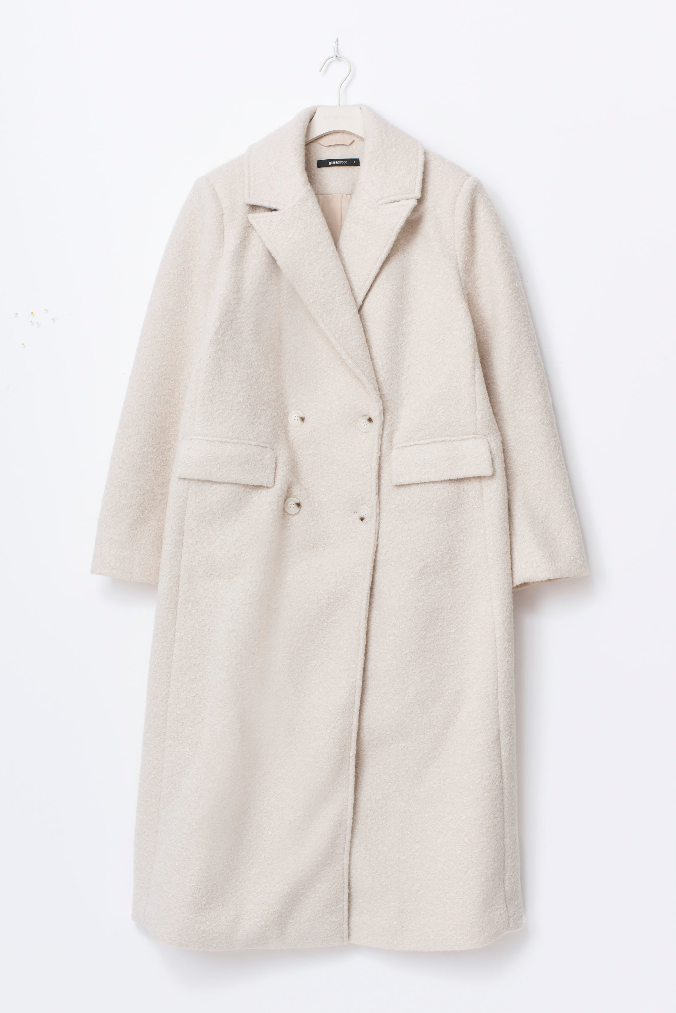 Langer Bouclé-Mantel - creme