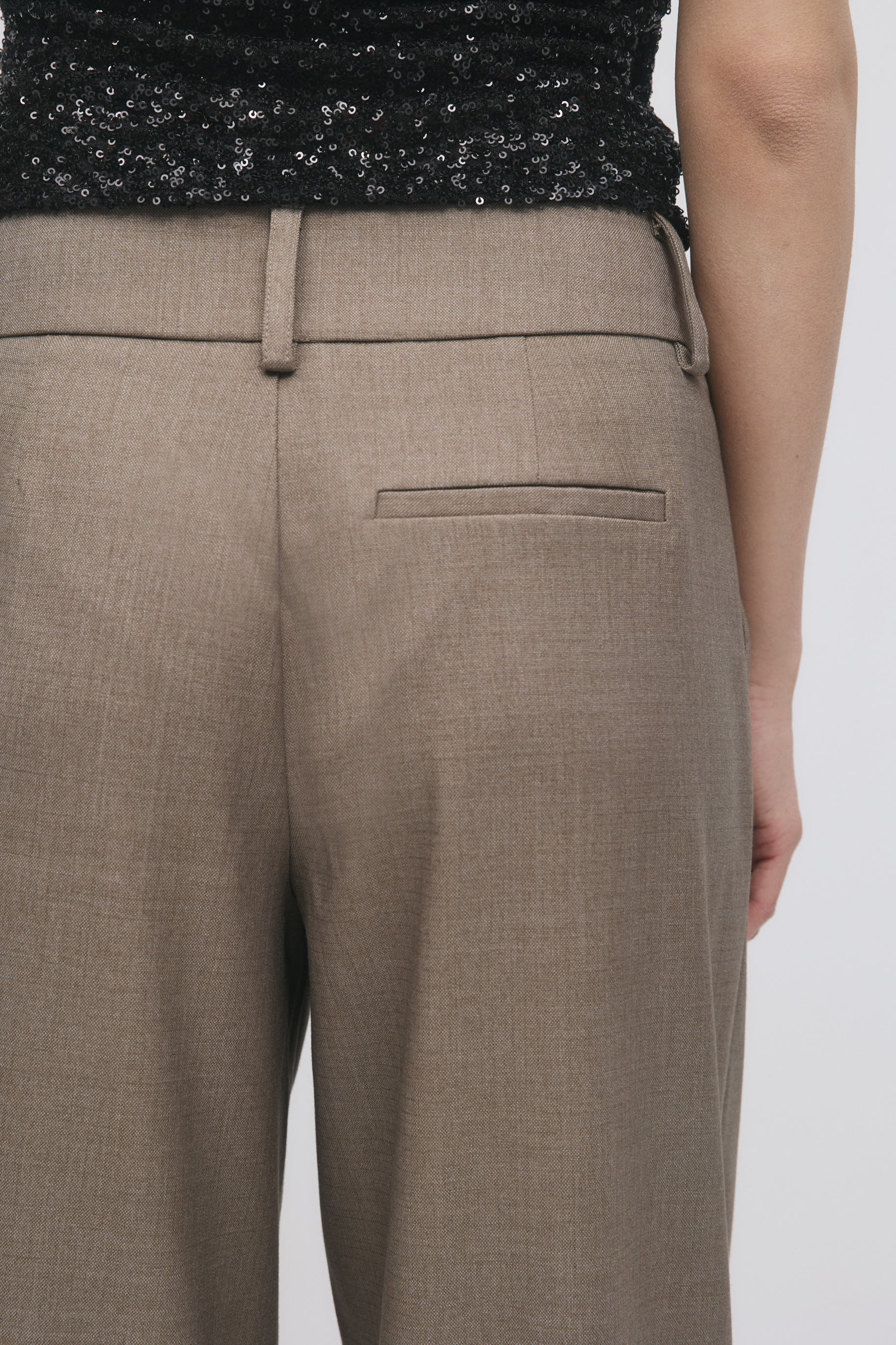 Stoffhose - weit - beige