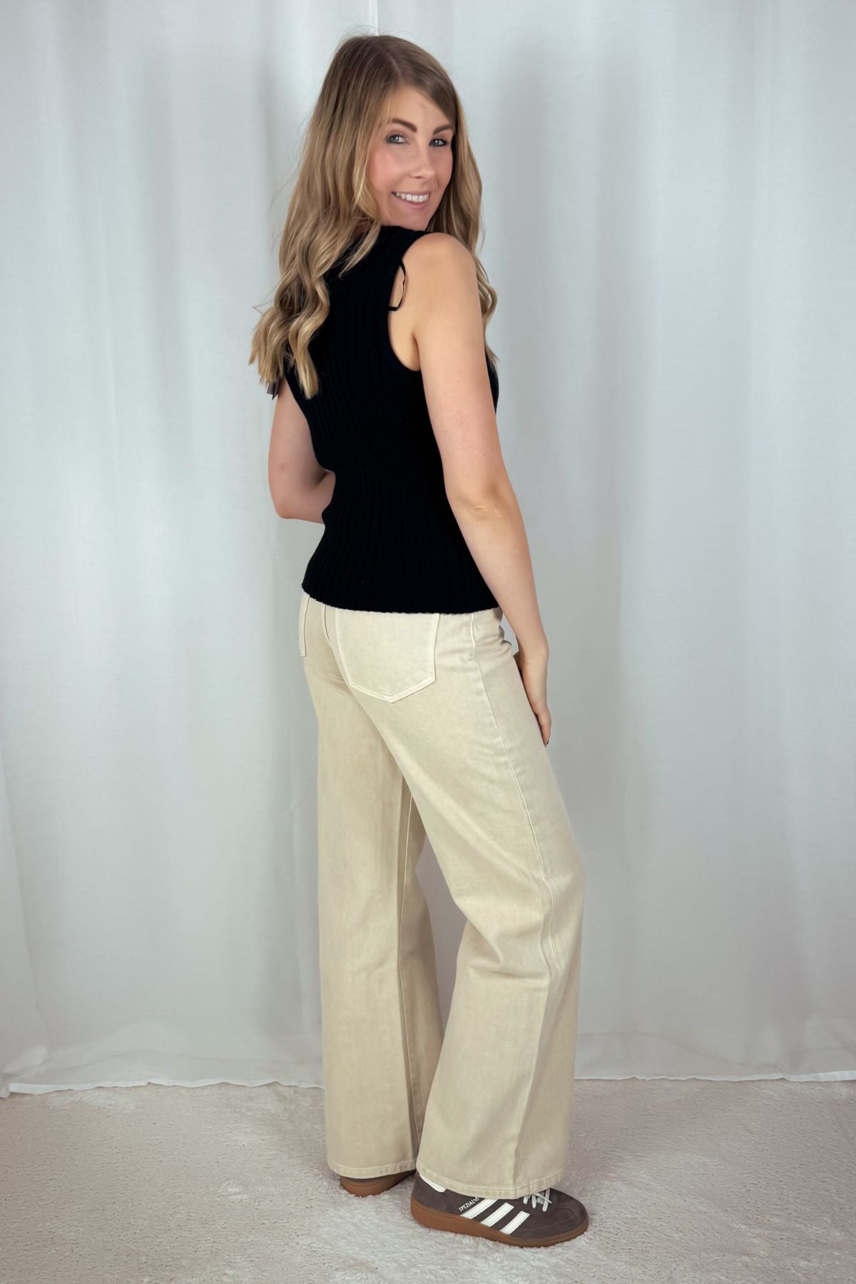 Weite Jeans - beige