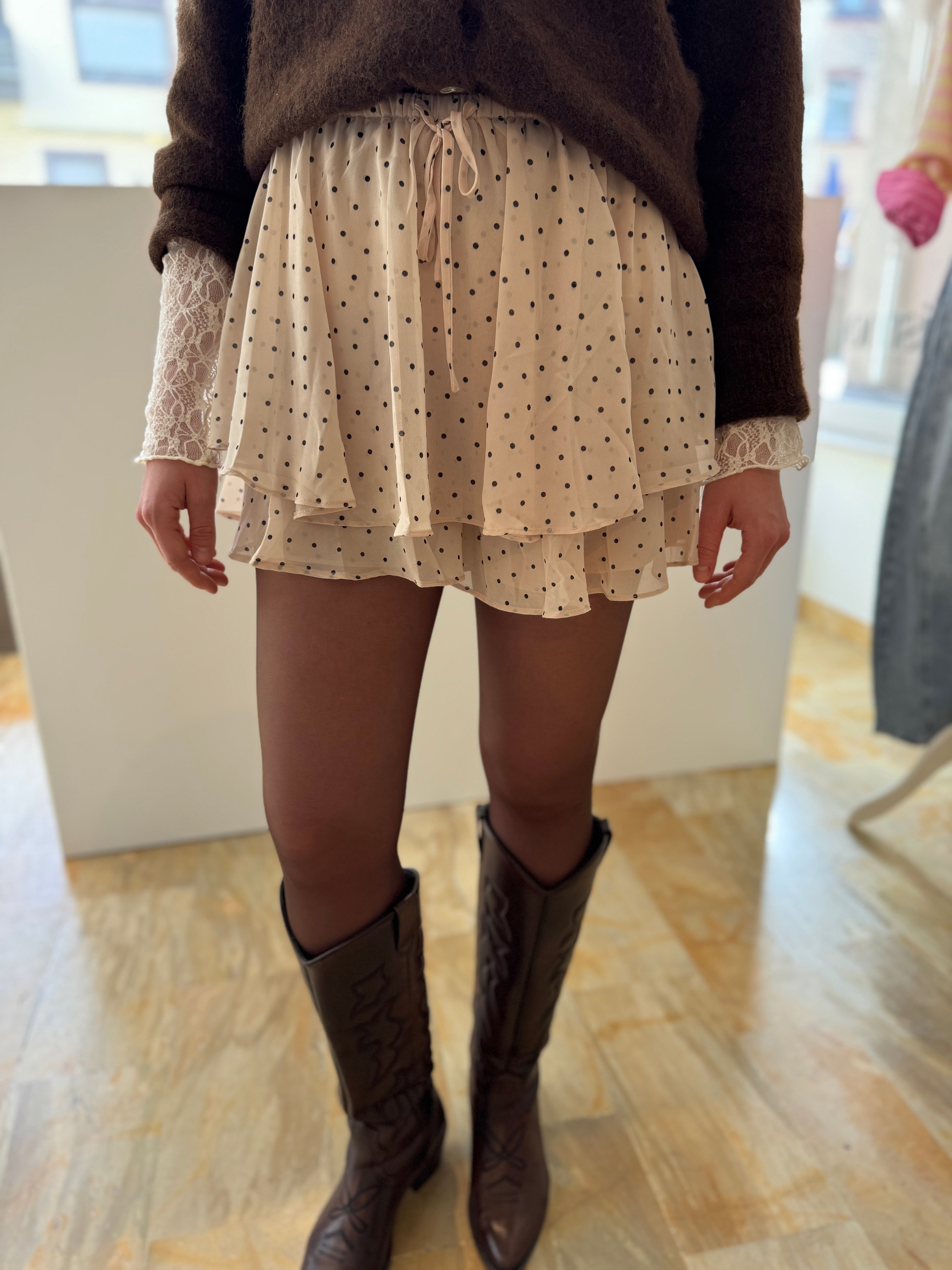Skort mit Polkadots - beige