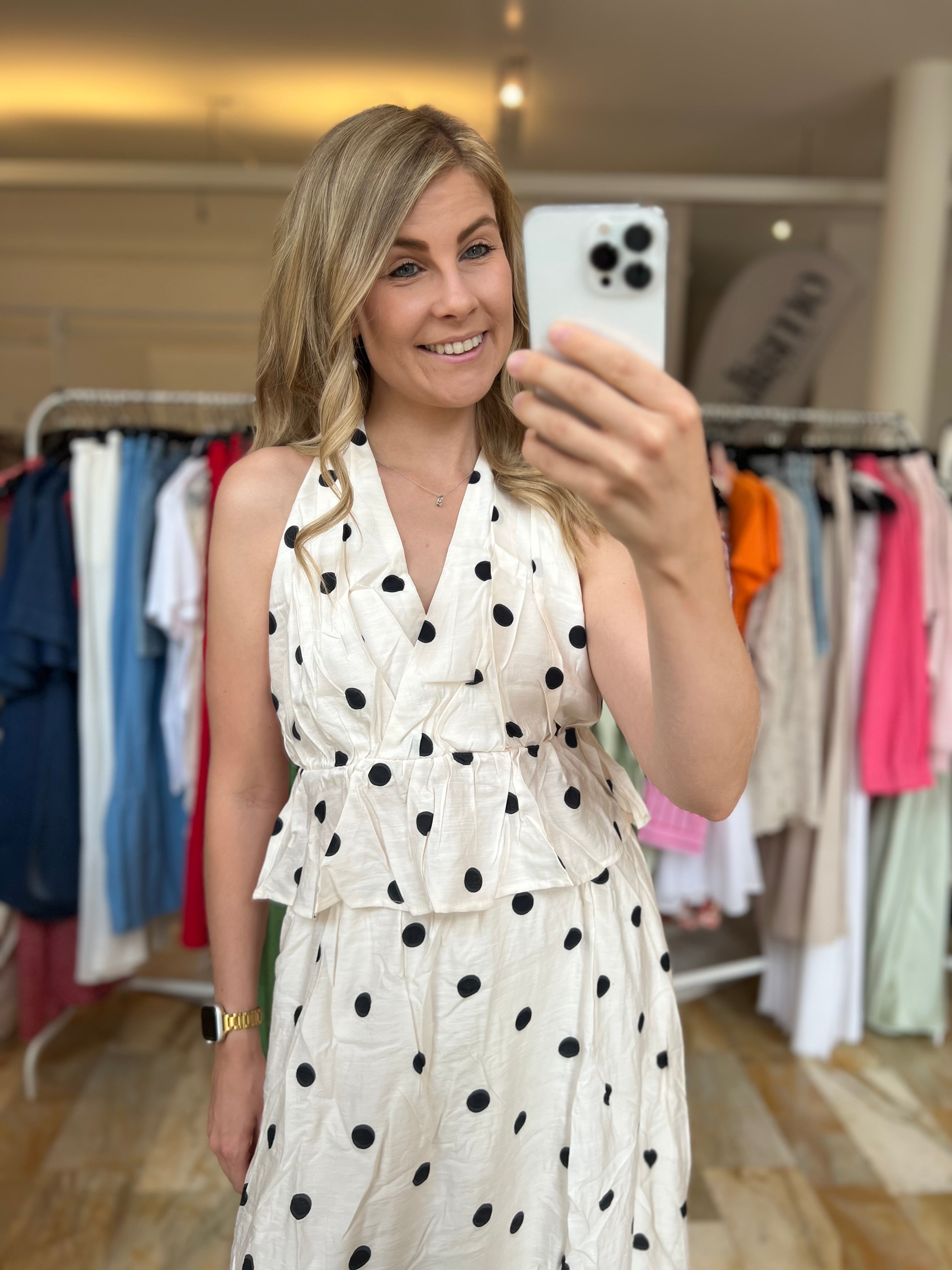 Neckholder Oberteil Polka Dots - creme