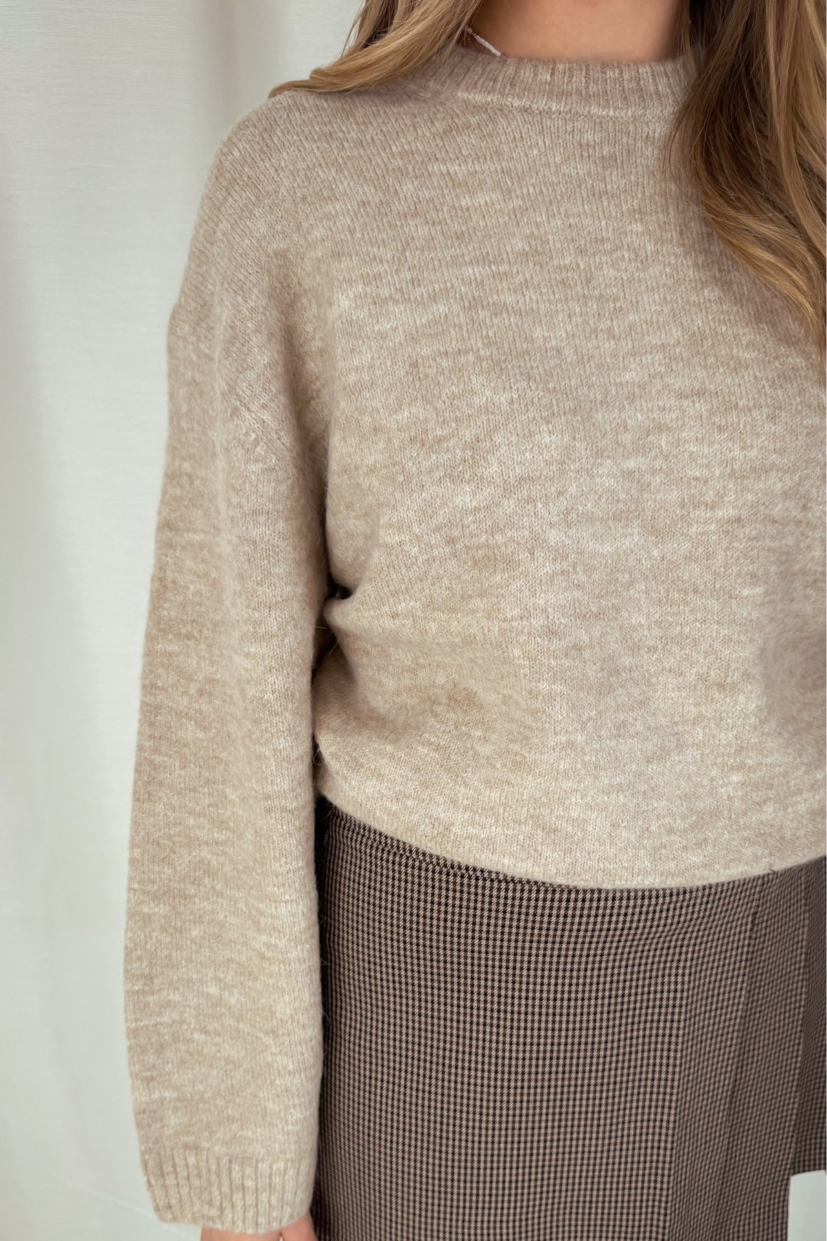 Strickpullover Rundhals - beige