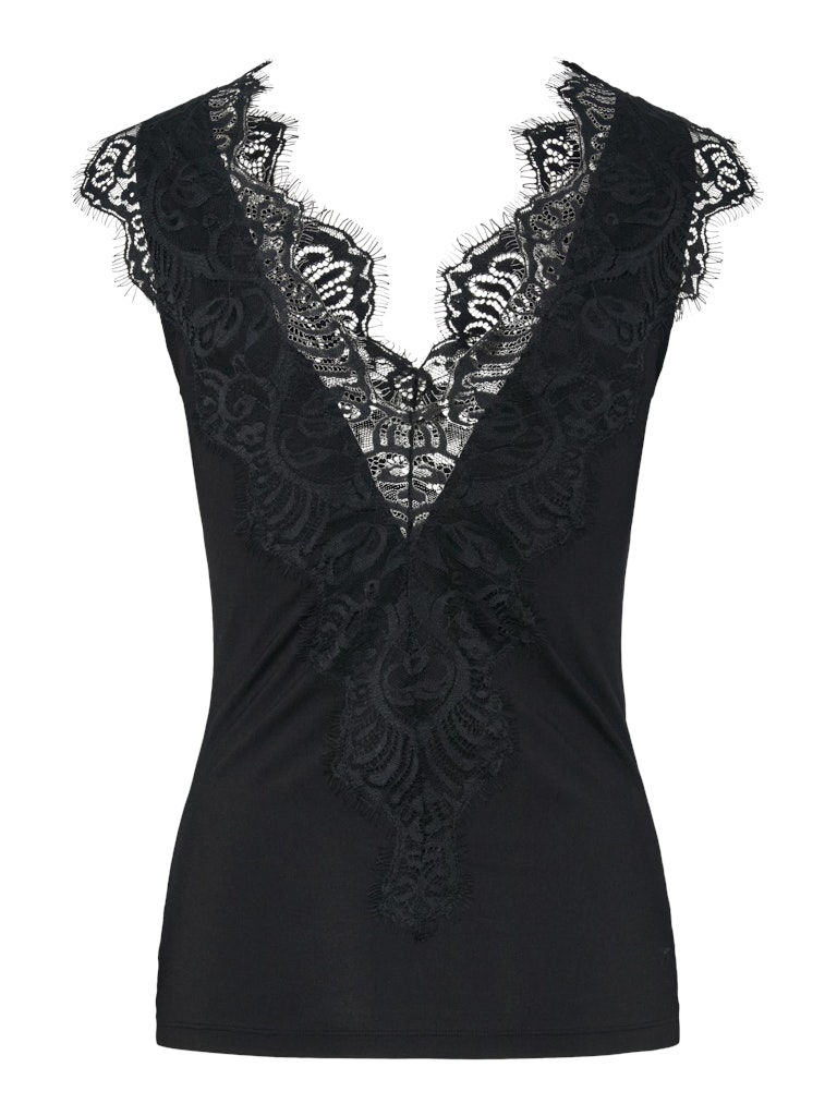 Top mit Spitzendetails - schwarz