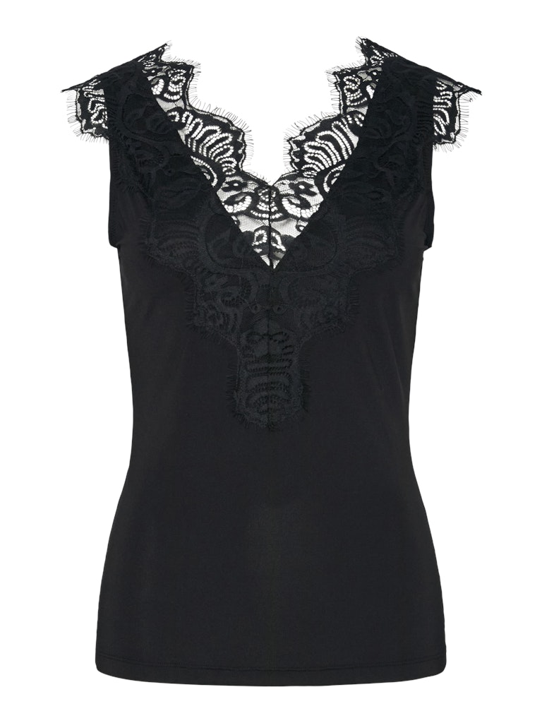 Top mit Spitzendetails - schwarz