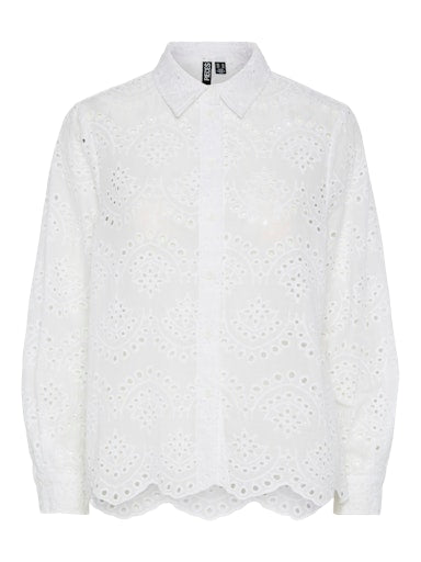Bluse Vilde mit Lochstickerei - weiß