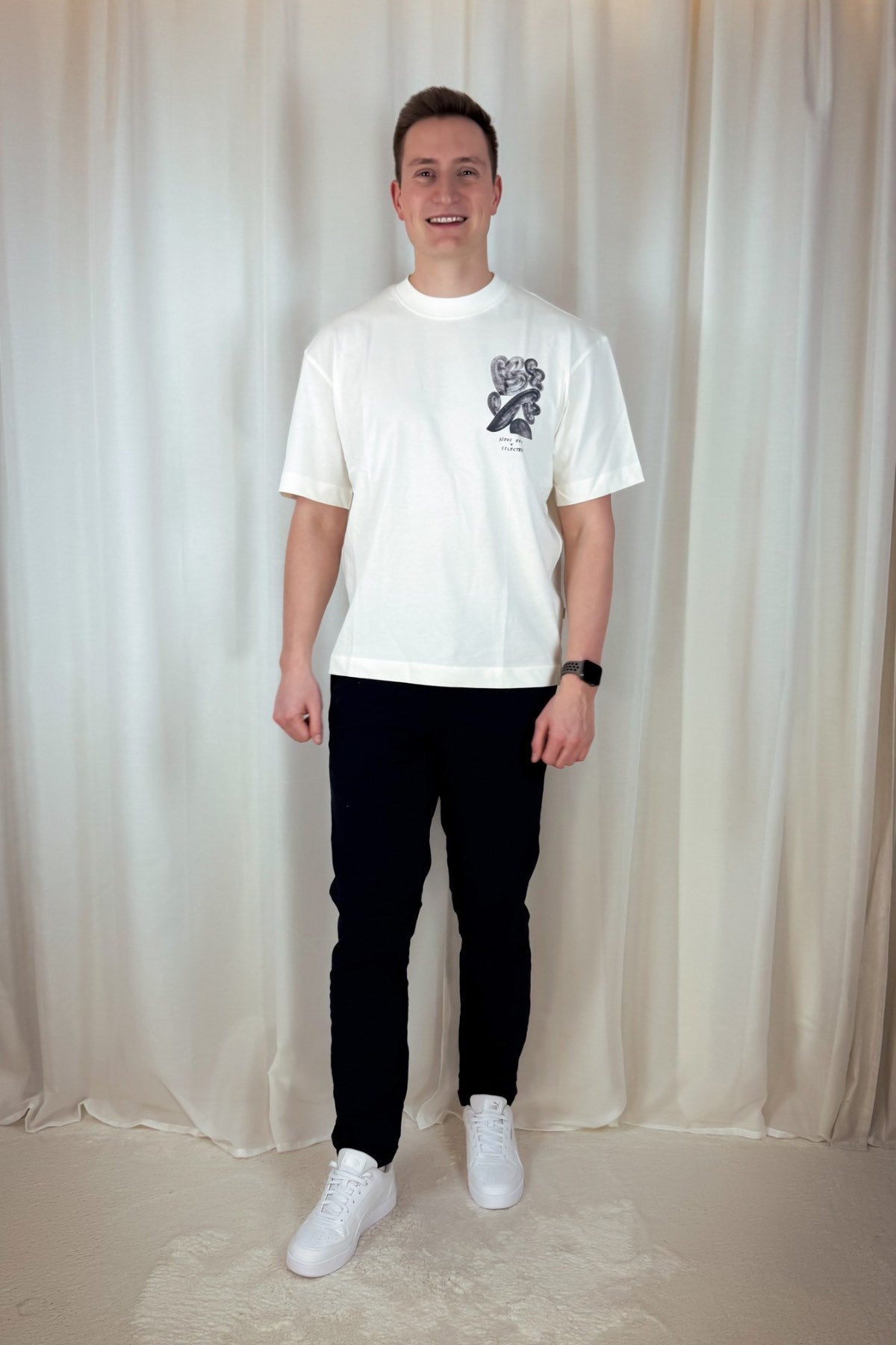 Printed T-Shirt - weiß/schwarz